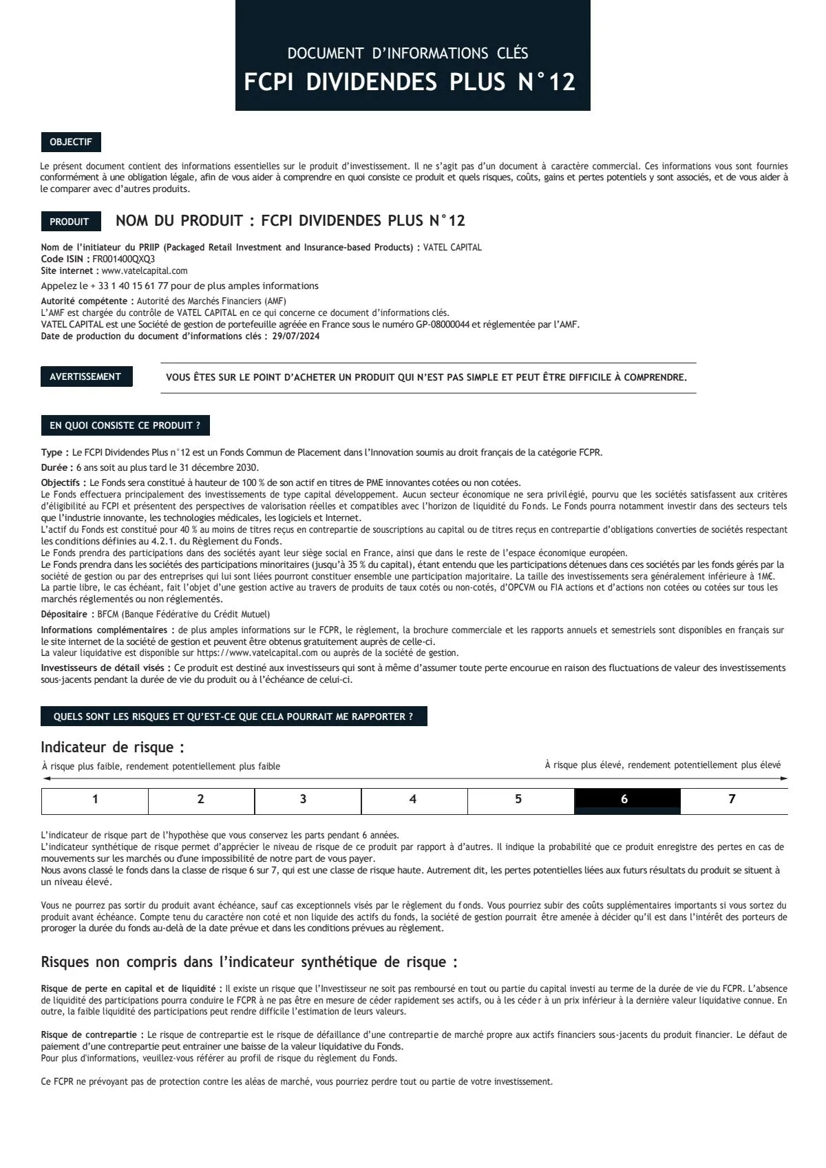 Informations clés (DIC) - 2024