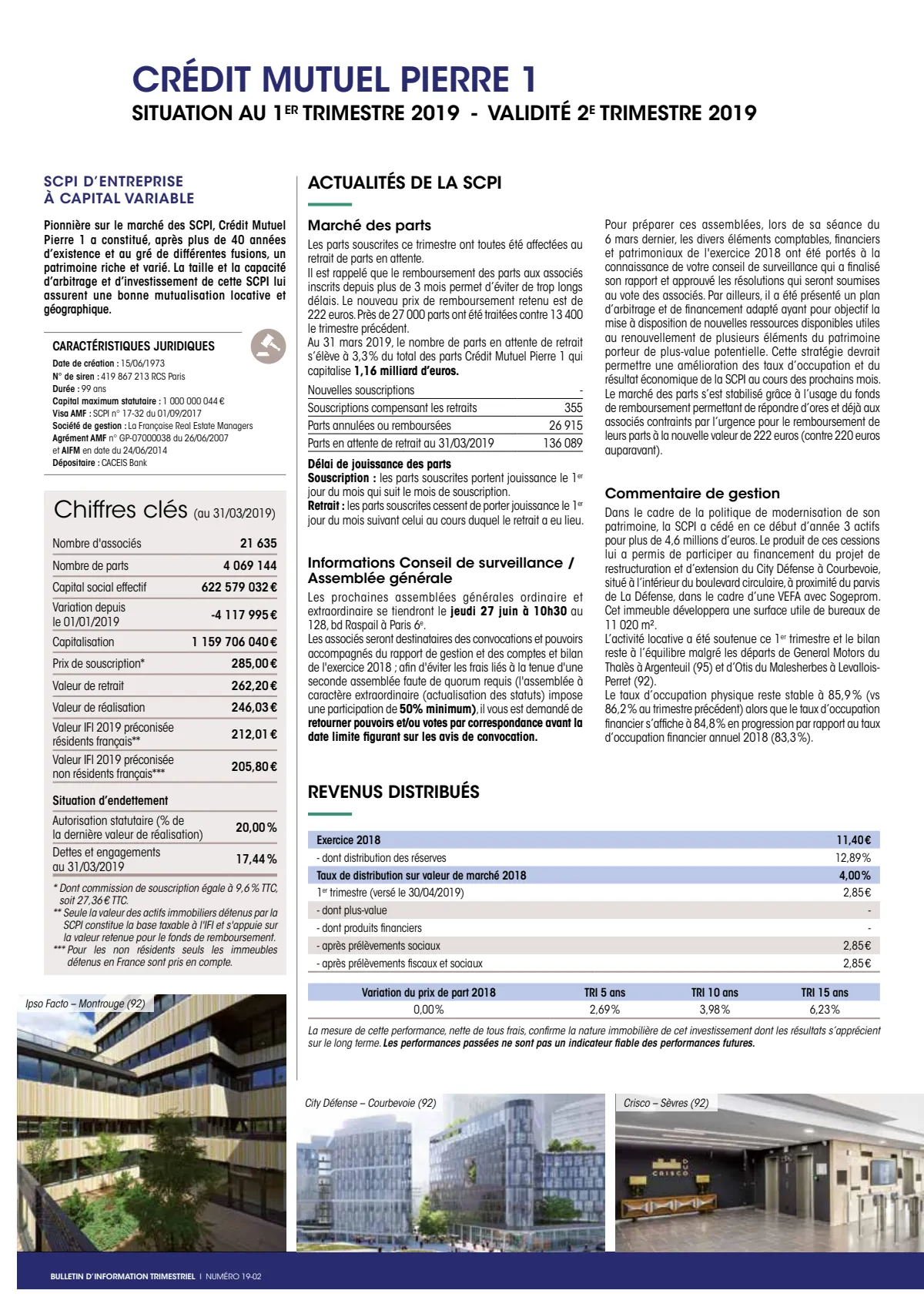 Bulletin trimestriel - 1er trimestre 2019