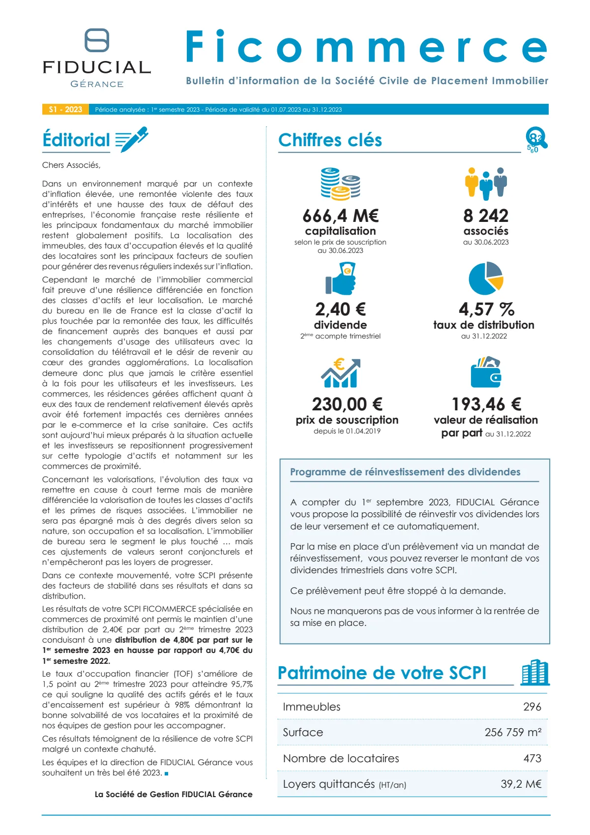 Rapport semestriel - 1er semestre 2023