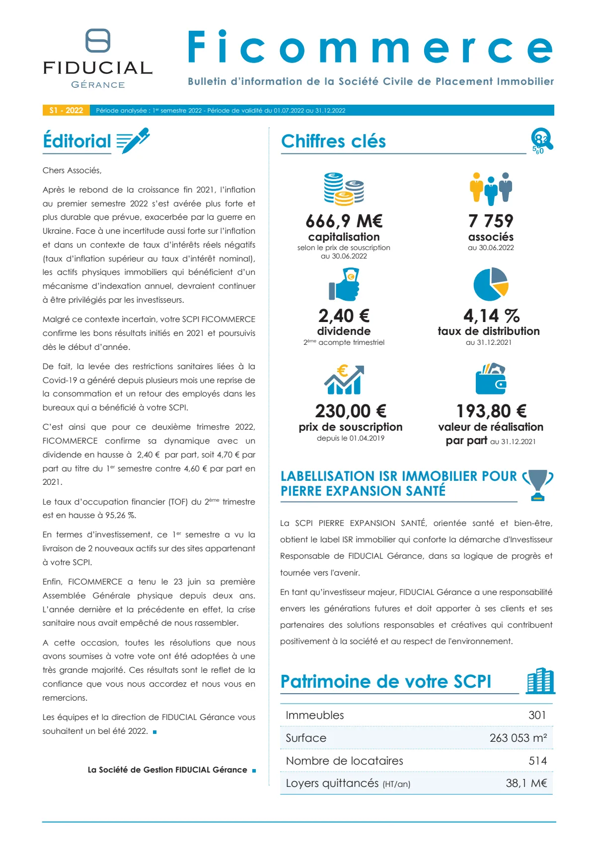 Bulletin semestriel - 1er semestre 2022