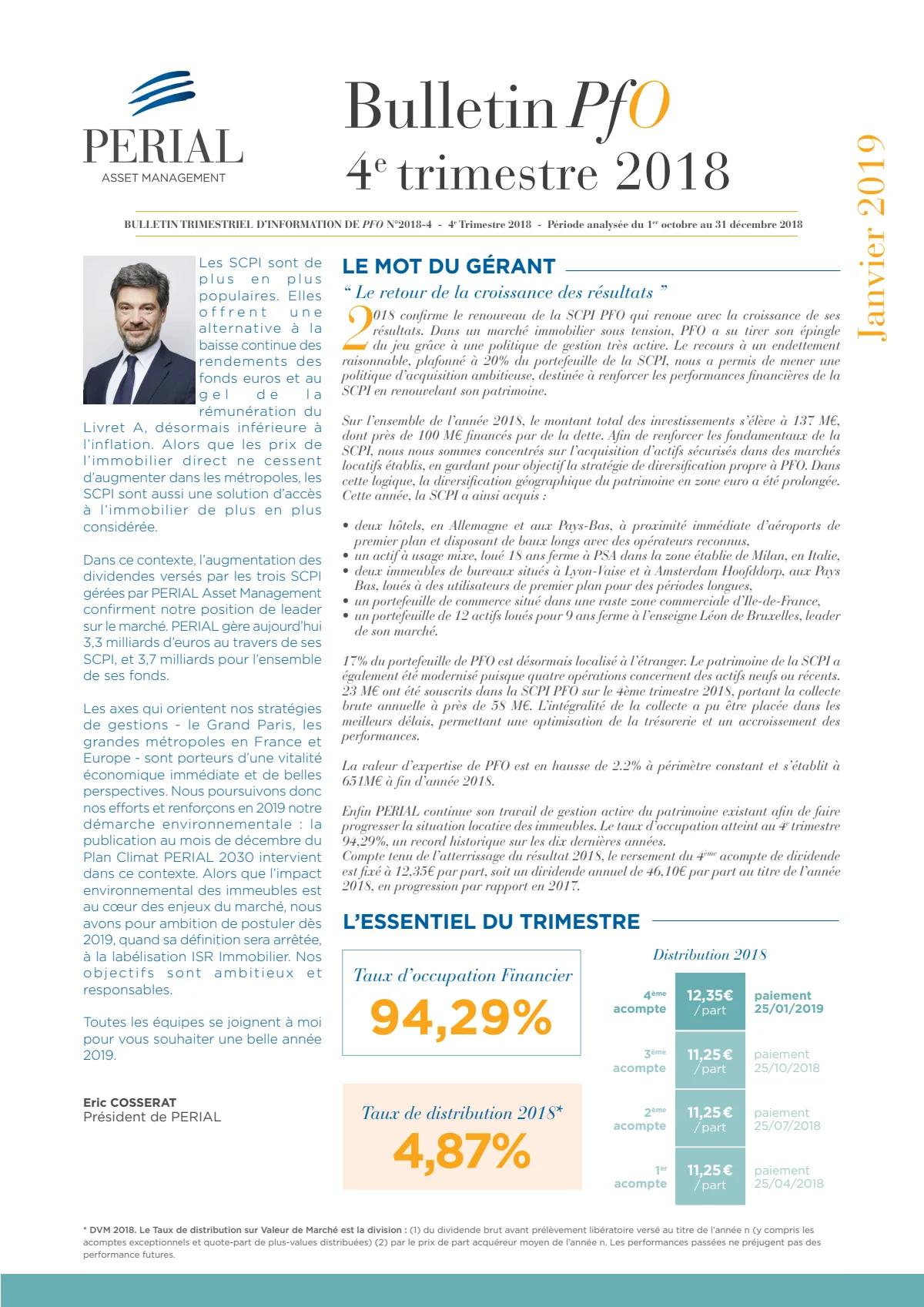 Bulletin trimestriel - 4ème trimestre 2018