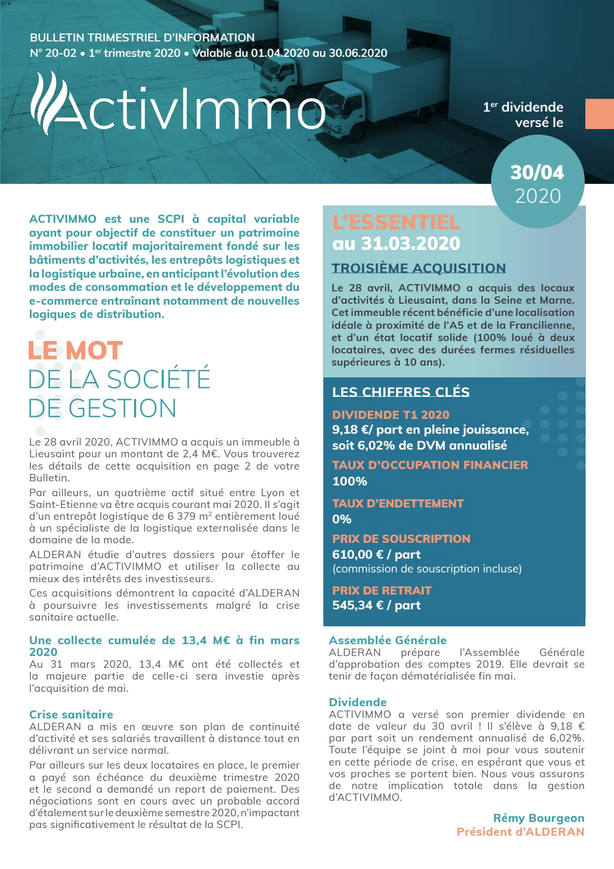 Bulletin trimestriel - 1er trimestre 2020