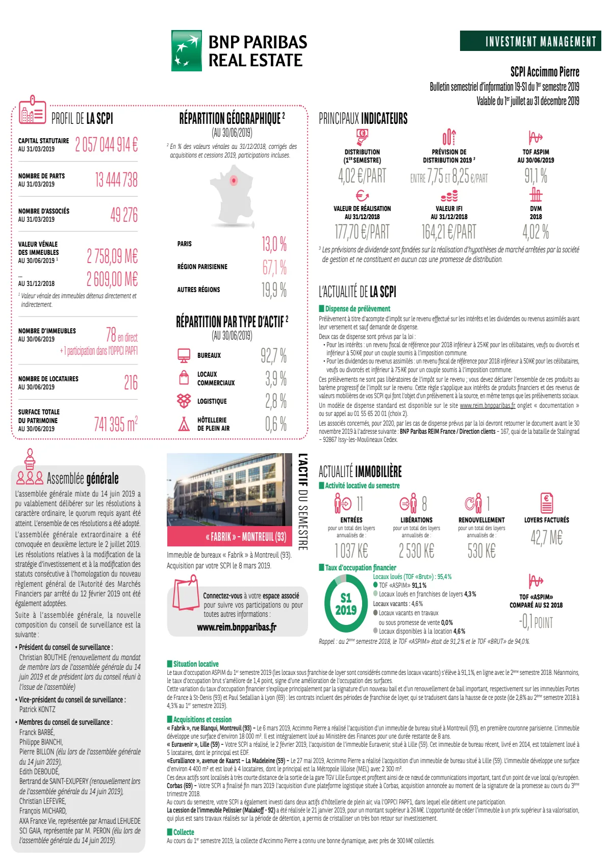 Bulletin semestriel - 1er semestre 2019