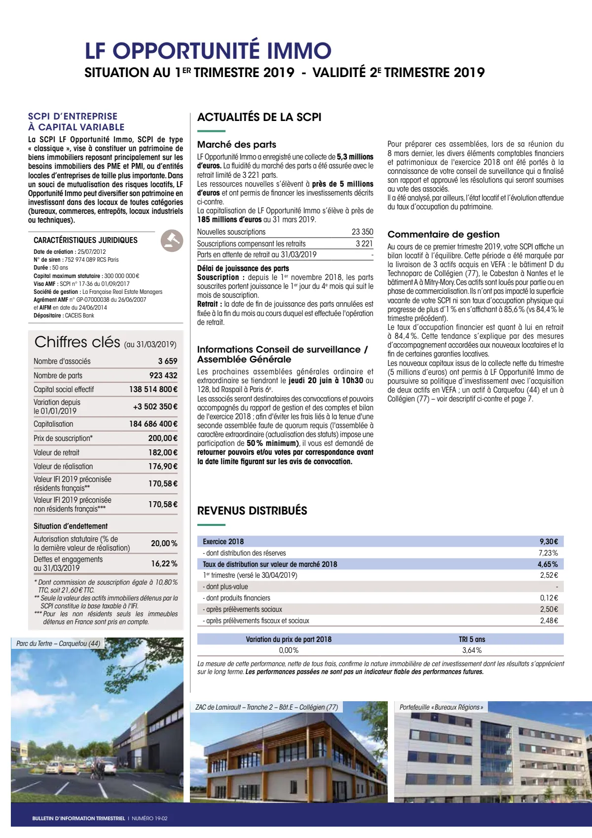 Bulletin trimestriel - 1er trimestre 2019