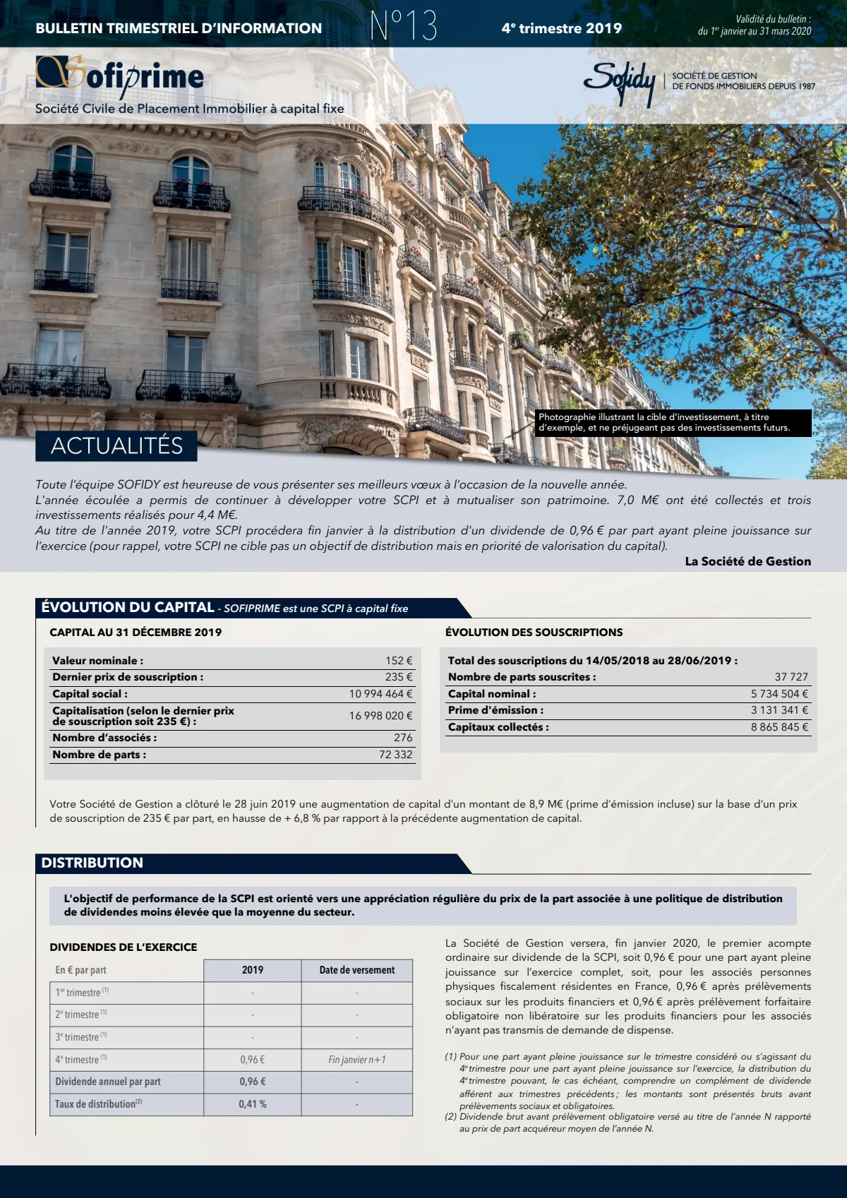 Bulletin trimestriel - 4ème trimestre 2019