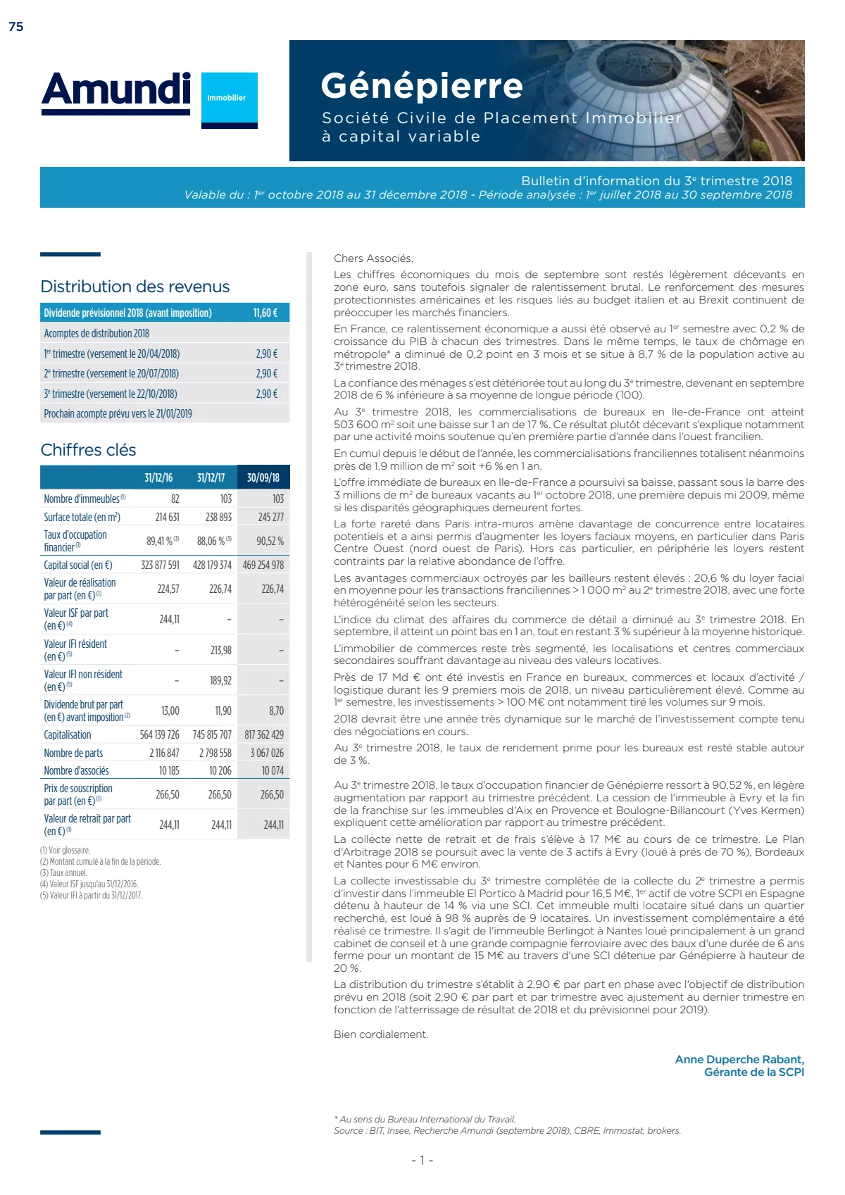 Bulletin trimestriel - 3ème trimestre 2018