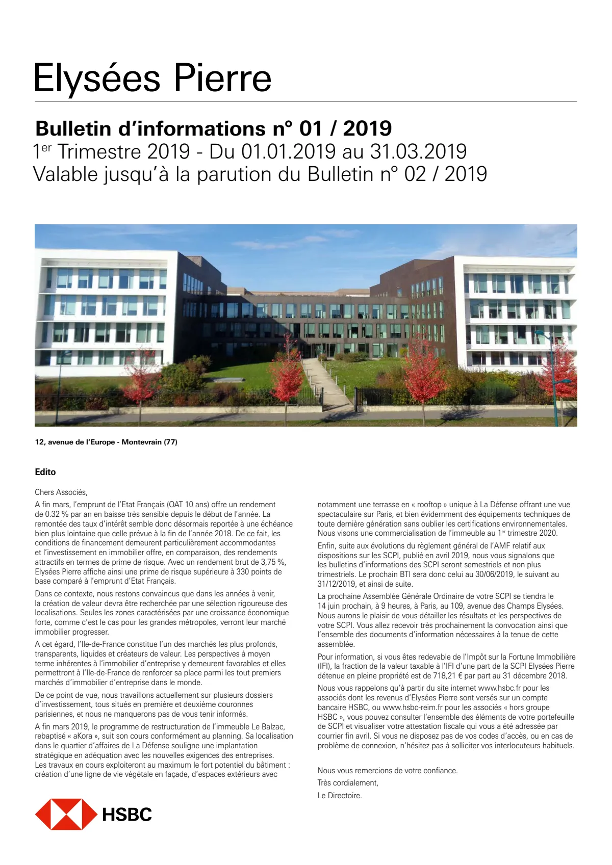 Bulletin trimestriel - 1er trimestre 2019