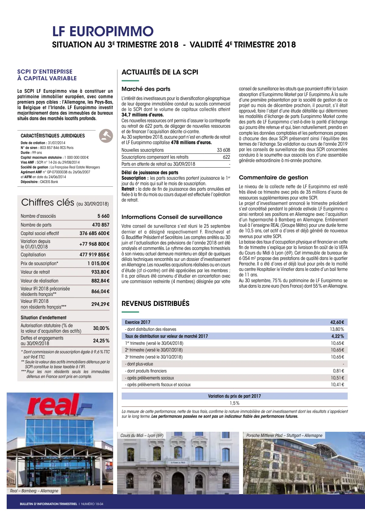 Bulletin trimestriel - 3ème trimestre 2018