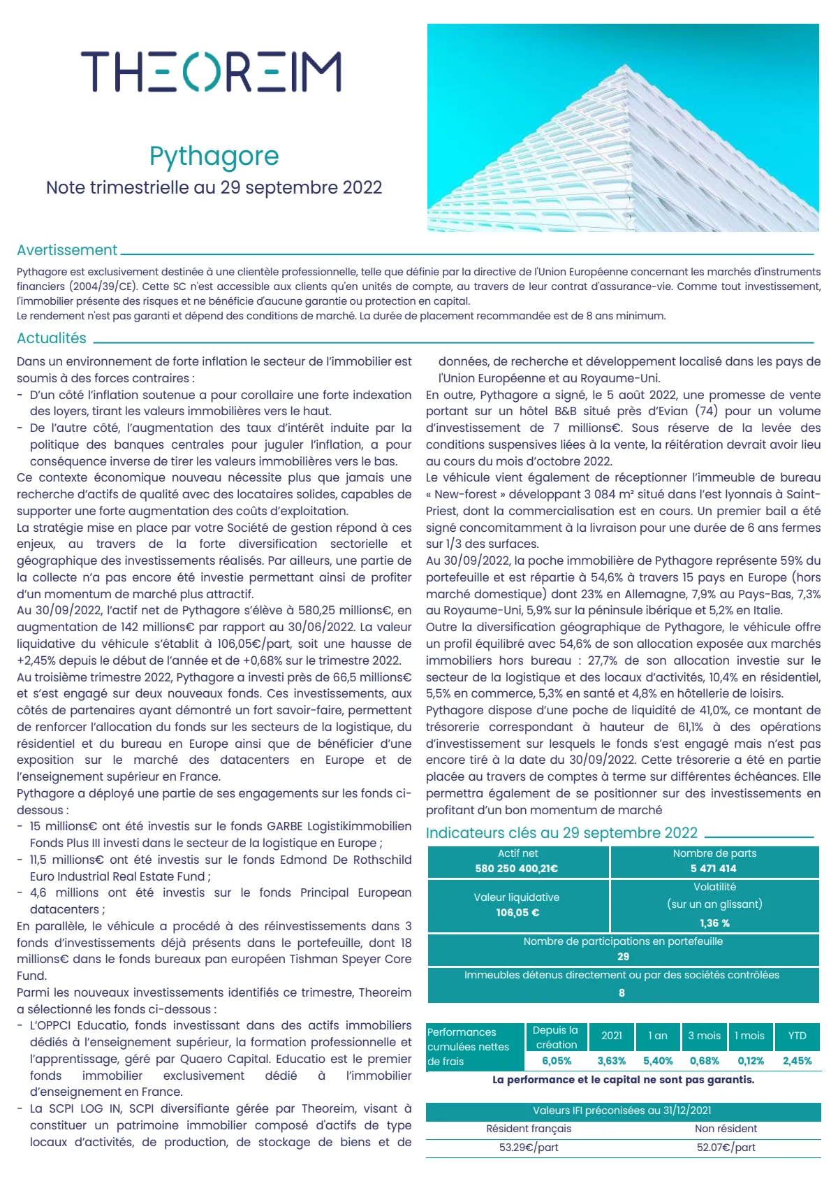 Bulletin trimestriel - 3ème trimestre 2022