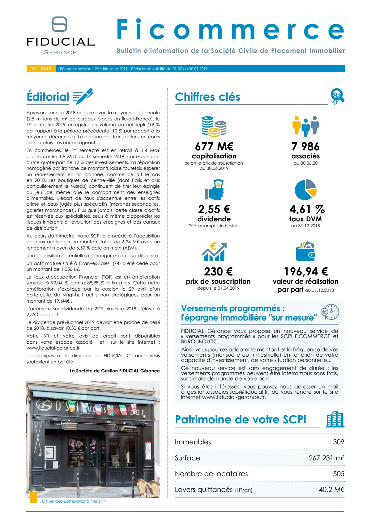 Bulletin trimestriel - 2ème trimestre 2019