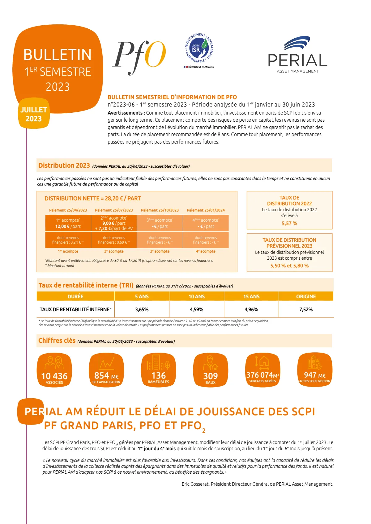 Bulletin semestriel - 1er semestre 2023