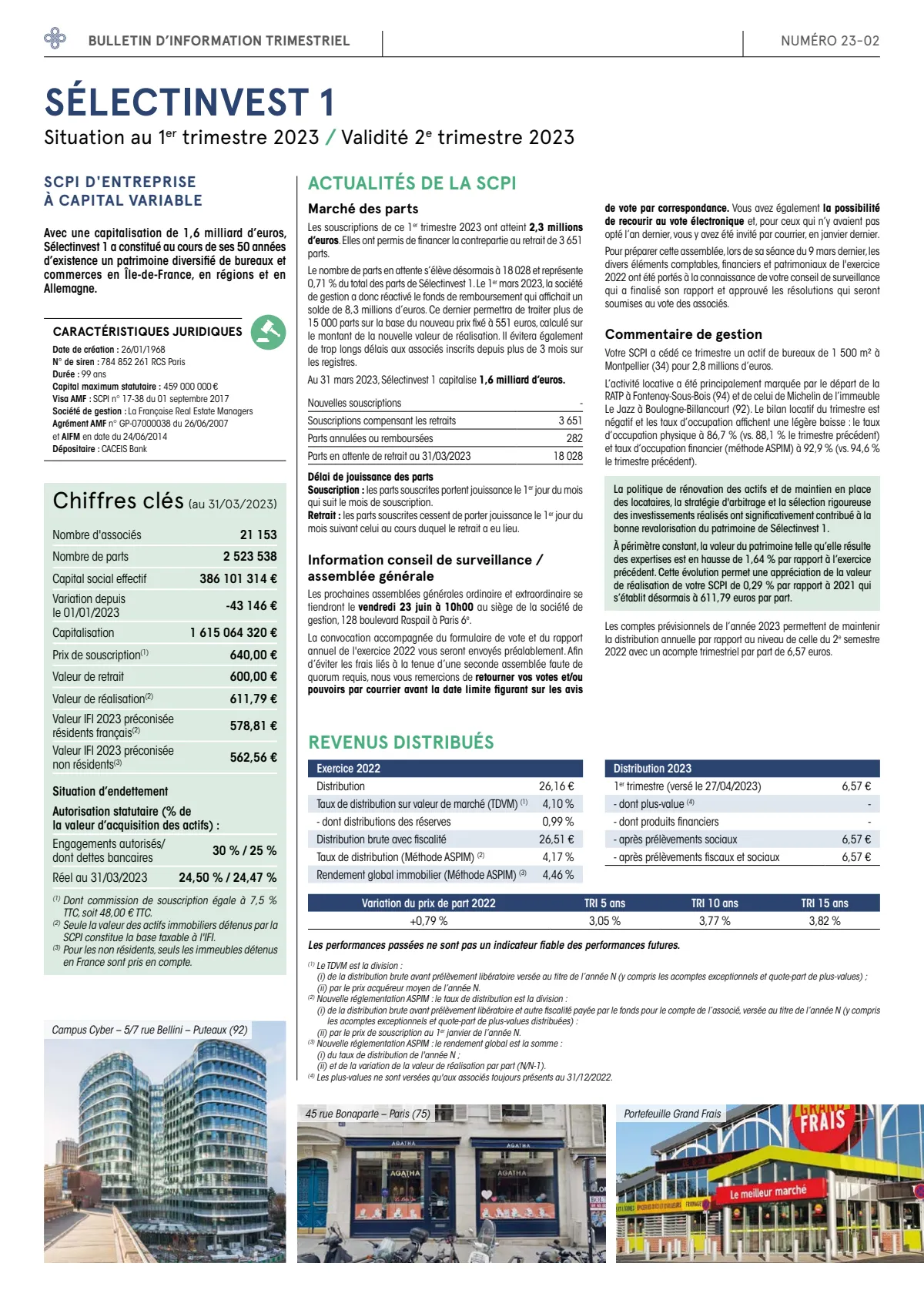 Bulletin trimestriel - 1er trimestre 2023