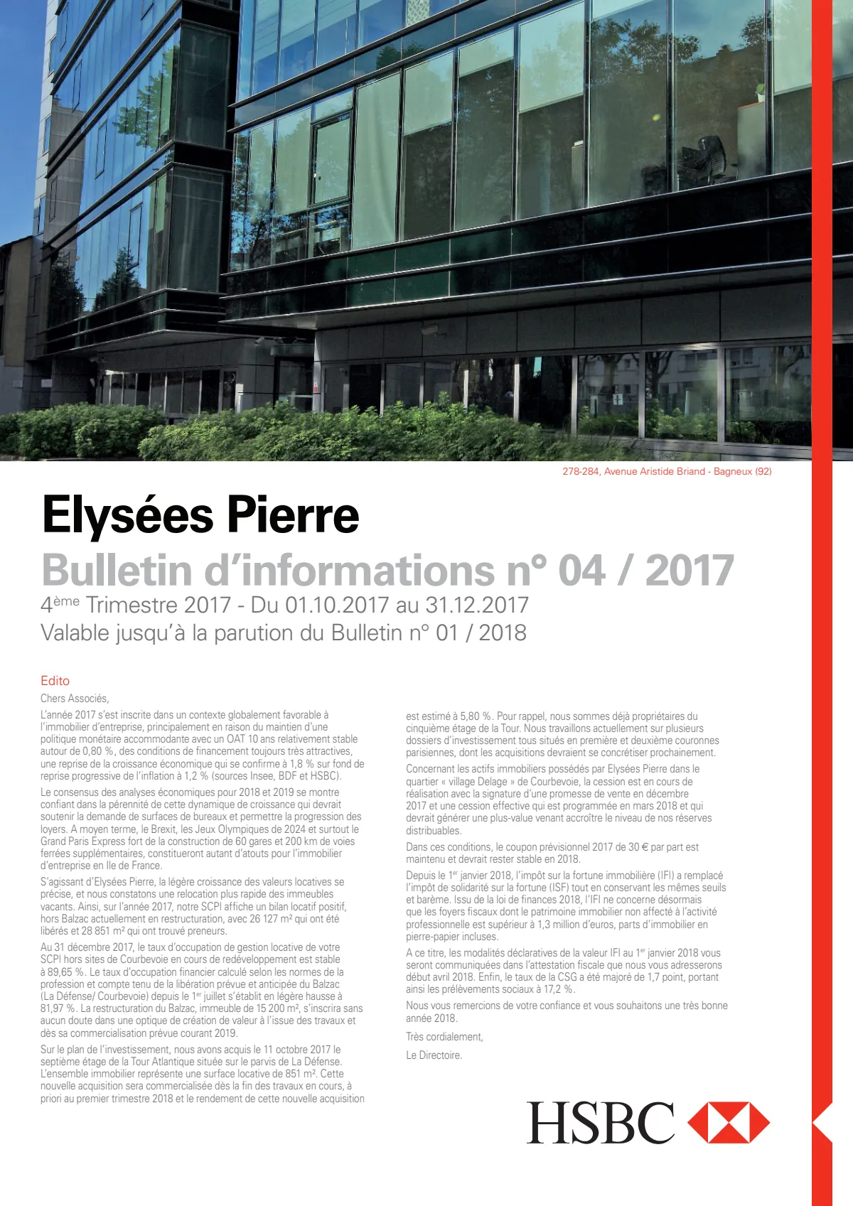 Bulletin trimestriel - 4ème trimestre 2017