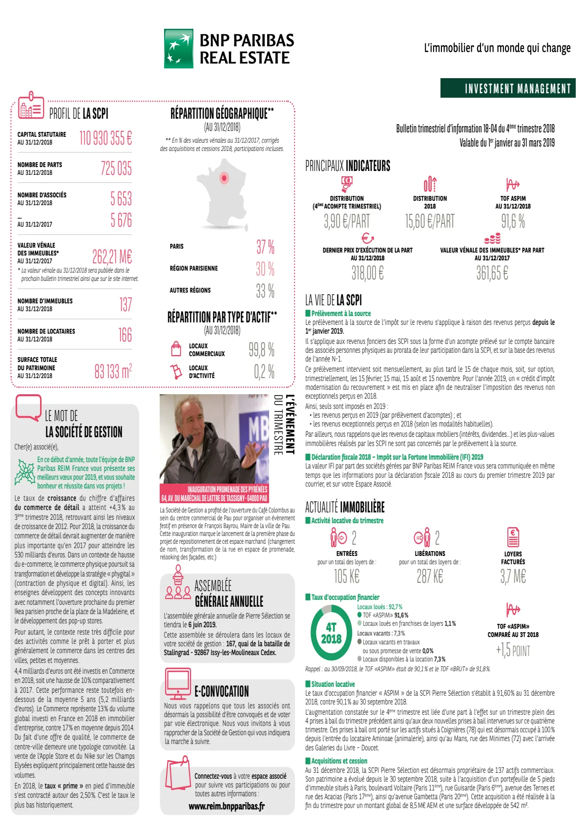 Bulletin trimestriel - 4ème trimestre 2018