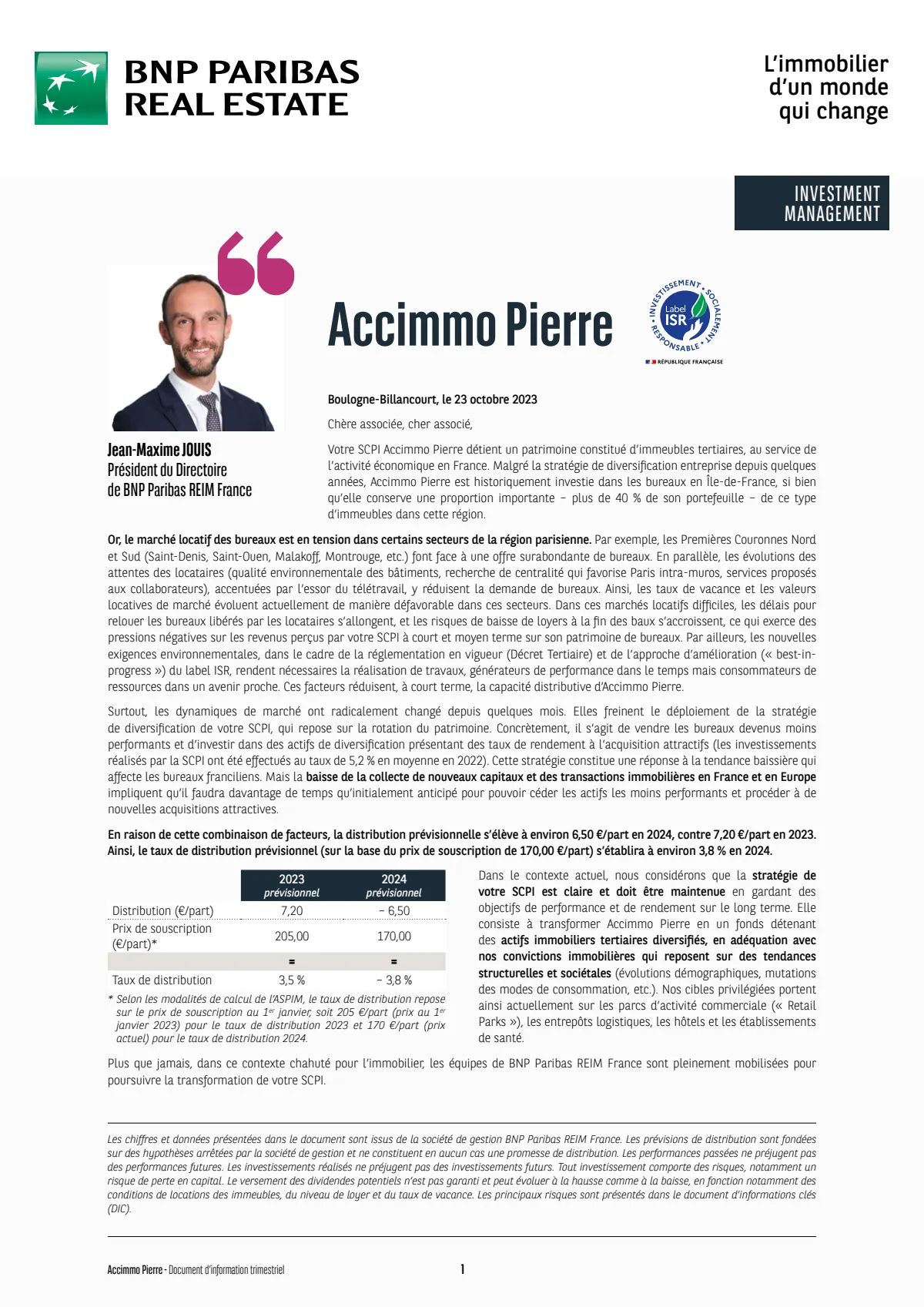 Bulletin trimestriel - 3ème trimestre 2023