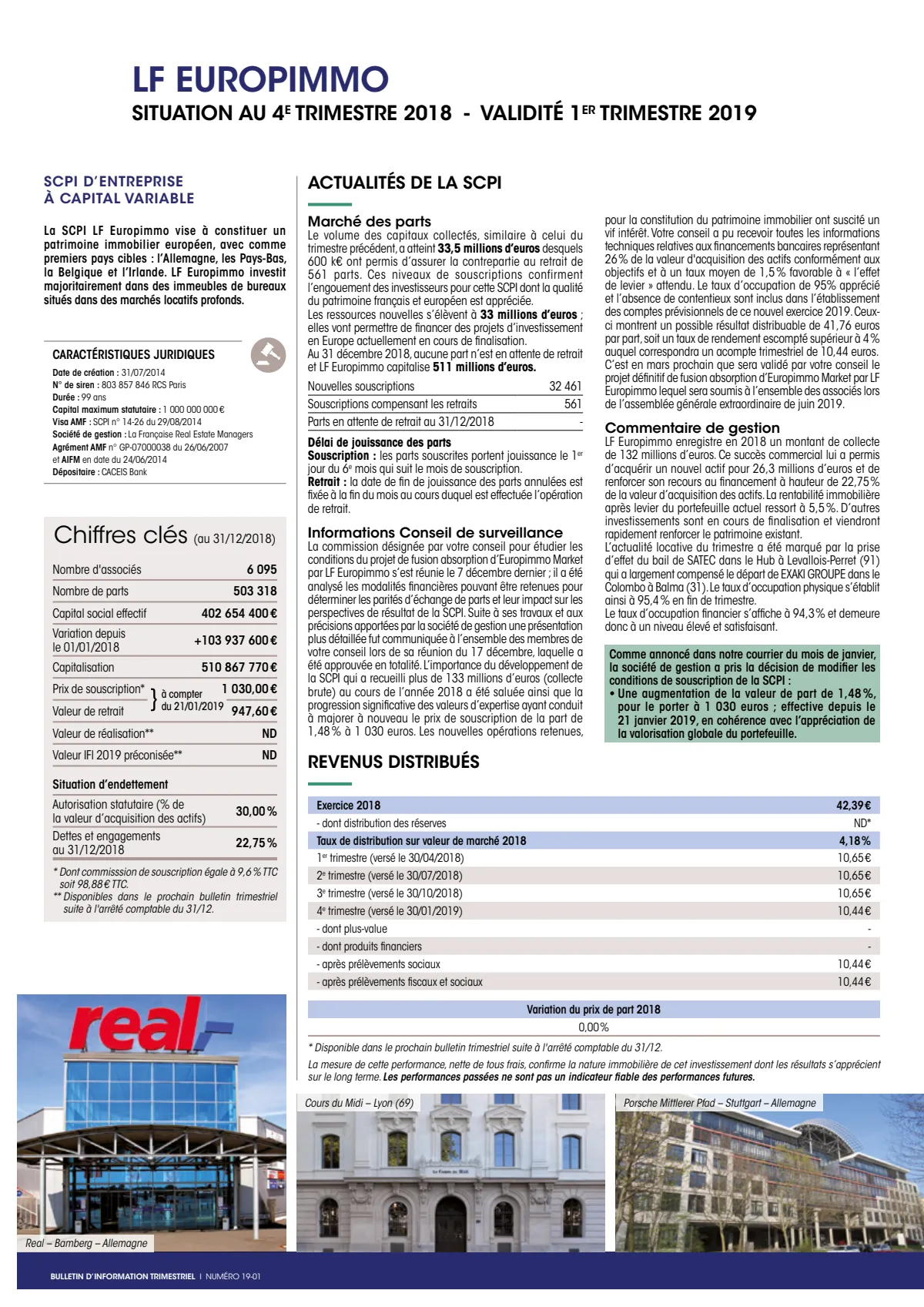 Bulletin trimestriel - 4ème trimestre 2018