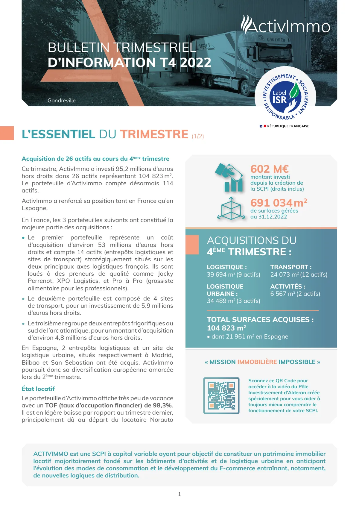 Bulletin trimestriel - 4ème trimestre 2022