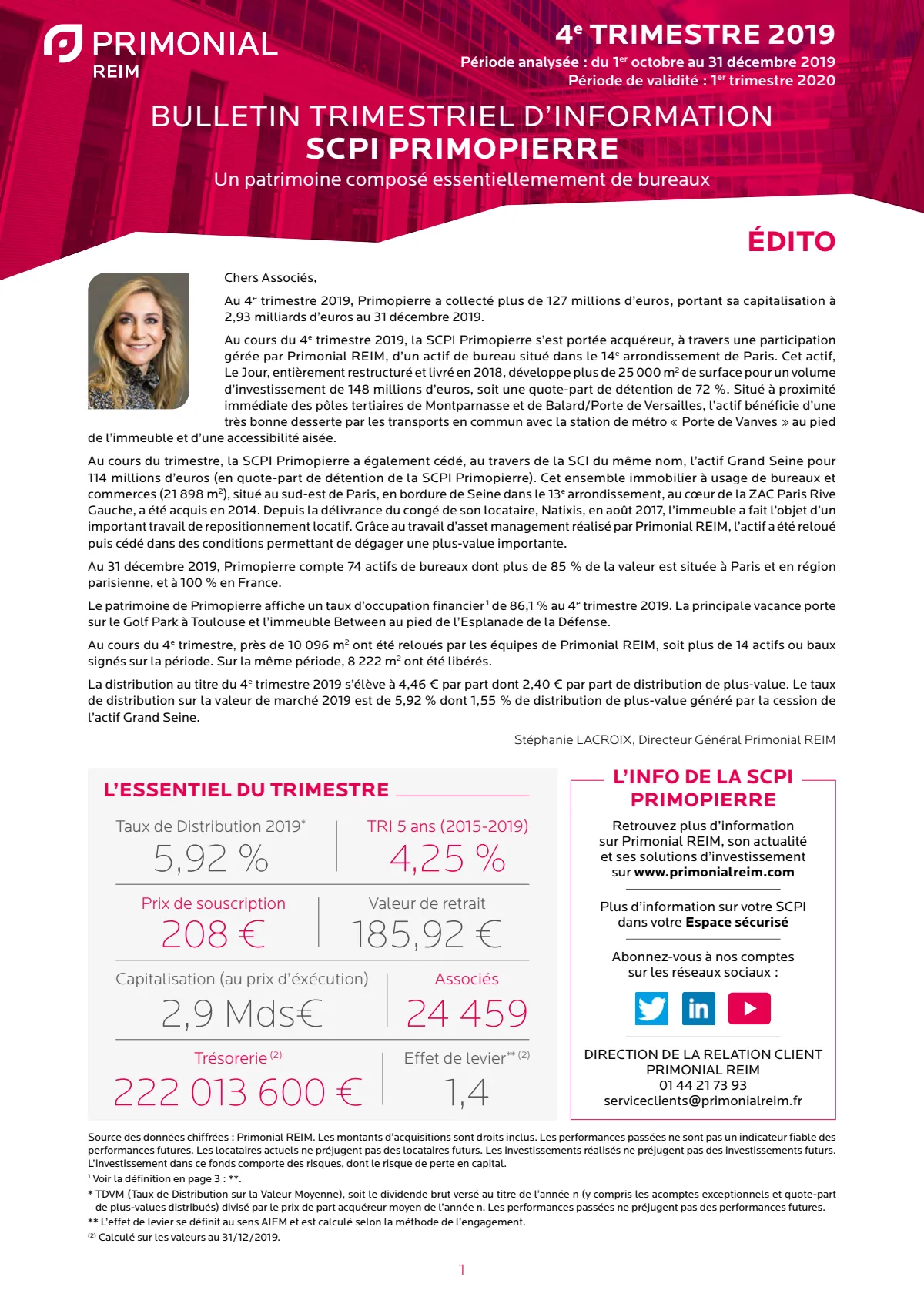 Bulletin trimestriel - 4ème trimestre 2019