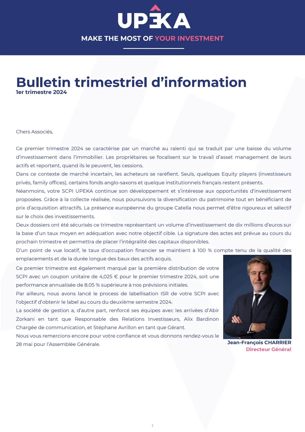 Bulletin trimestriel - 1er trimestre 2024