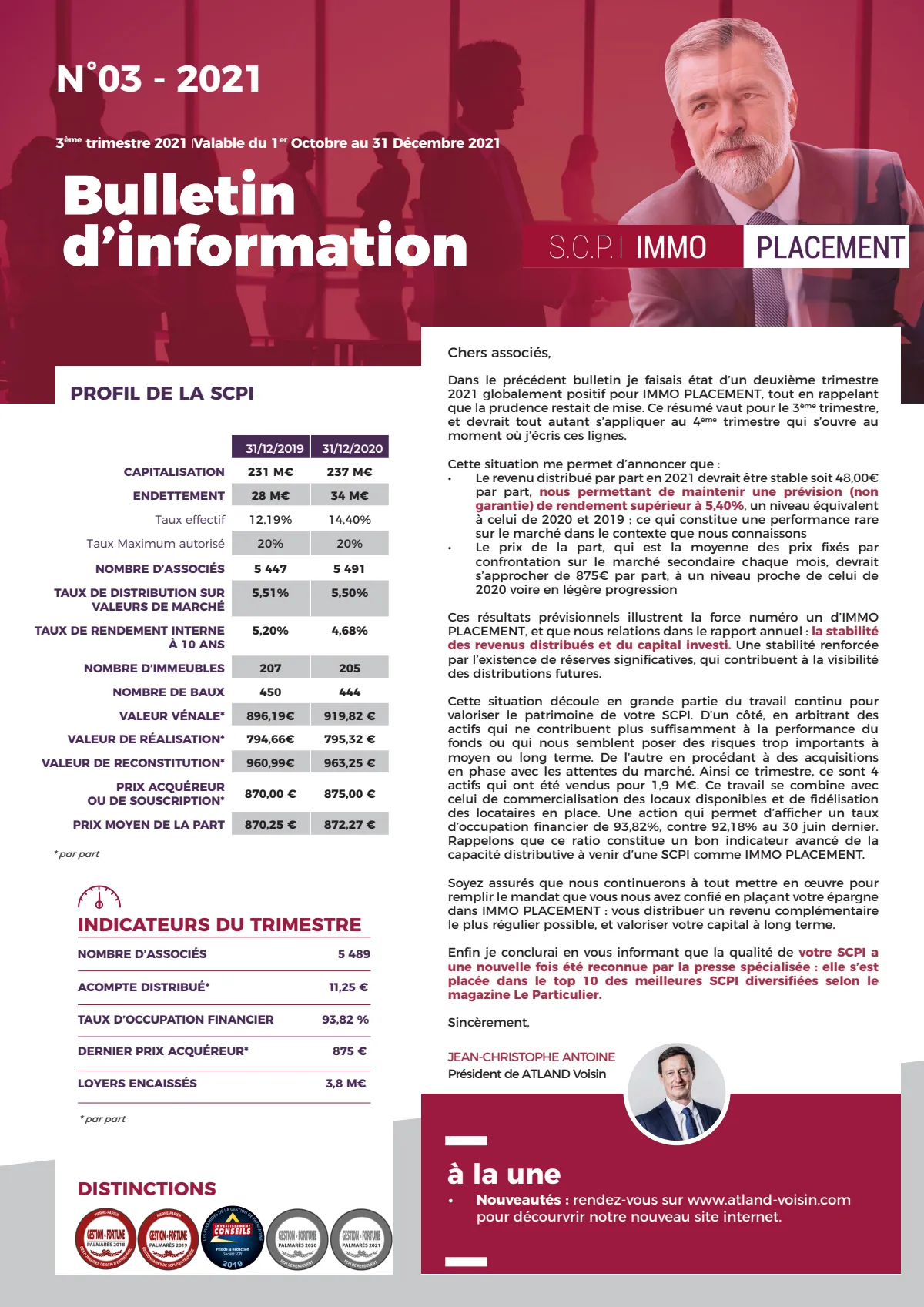 Bulletin trimestriel - 3ème trimestre 2021