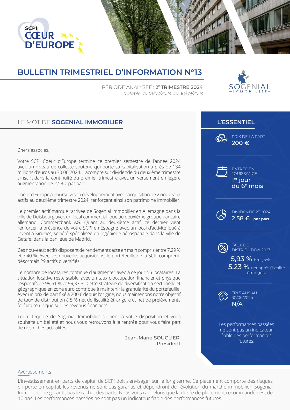 Bulletin trimestriel - 2ème trimestre 2024