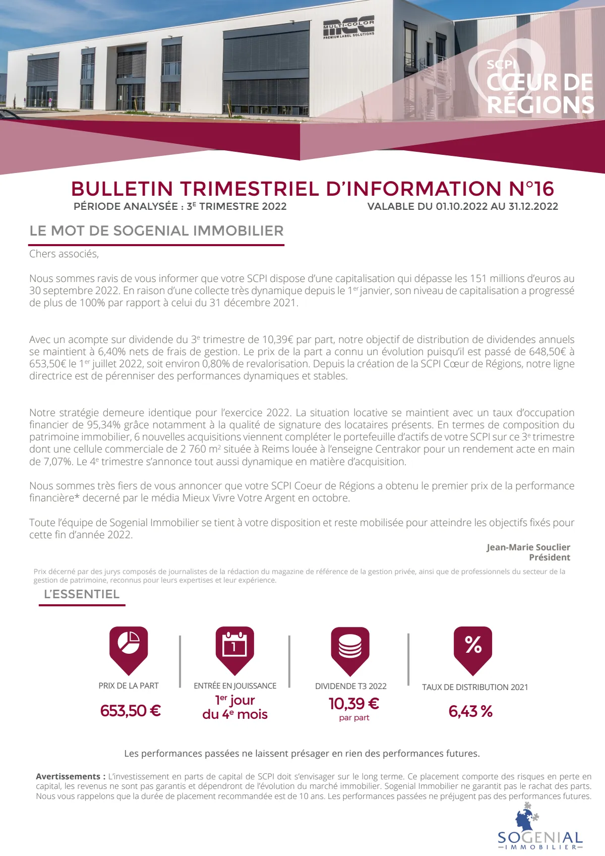 Bulletin trimestriel - 3ème trimestre 2022