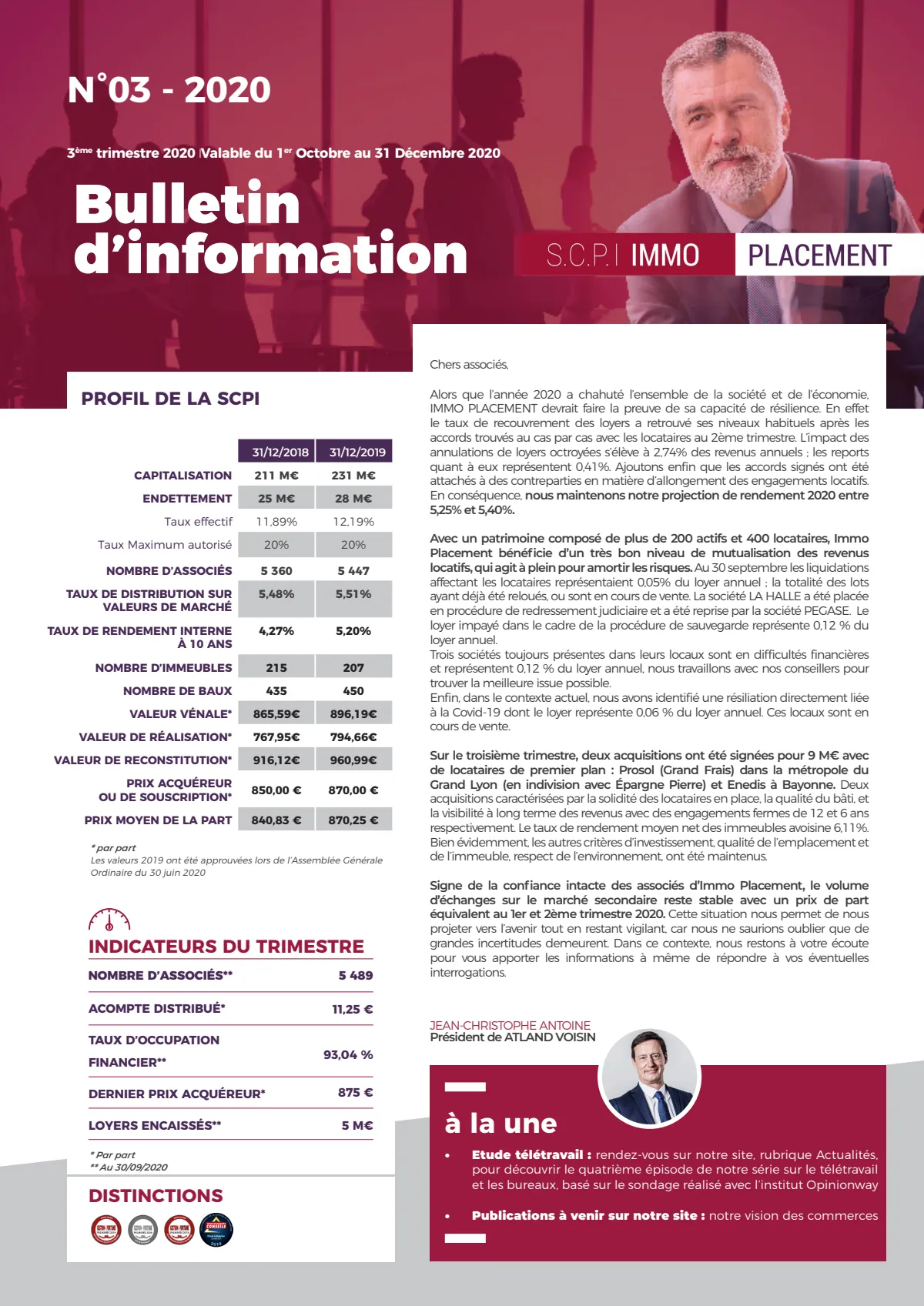 Bulletin trimestriel - 3ème trimestre 2020