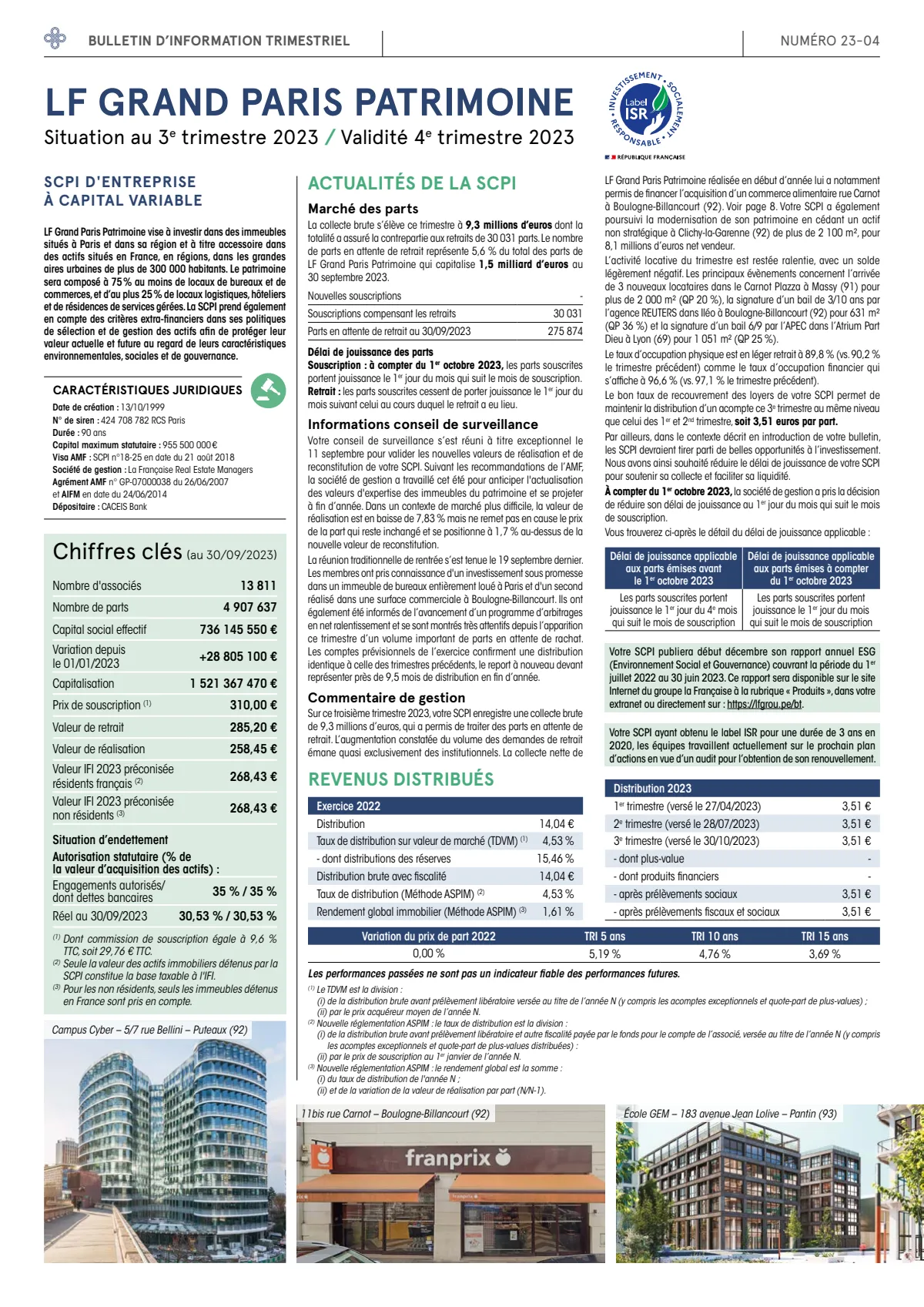 Bulletin trimestriel - 3ème trimestre 2023