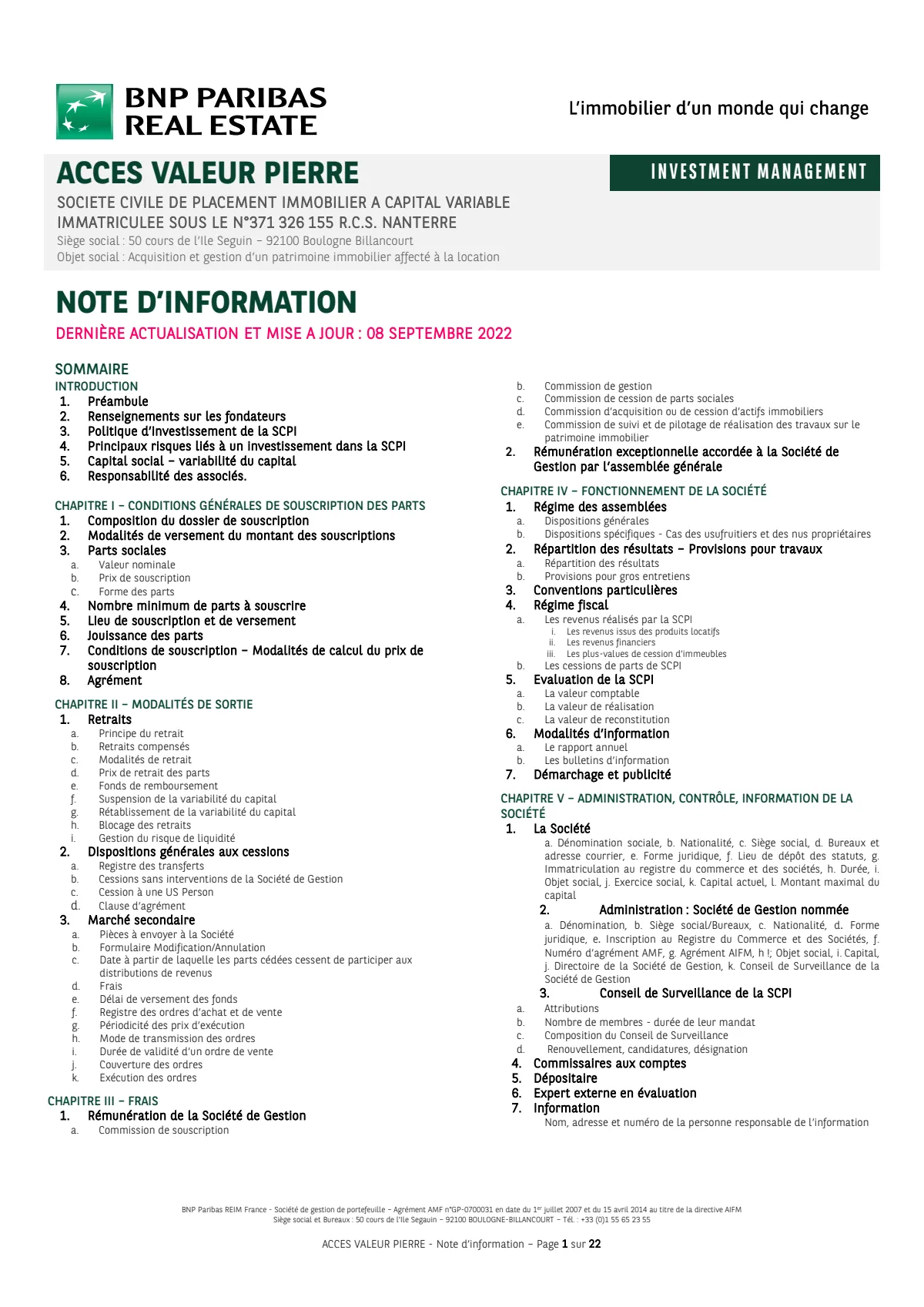 Note d'information