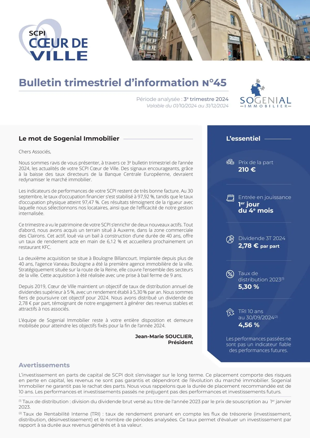 Bulletin trimestriel - 3ème trimestre 2024