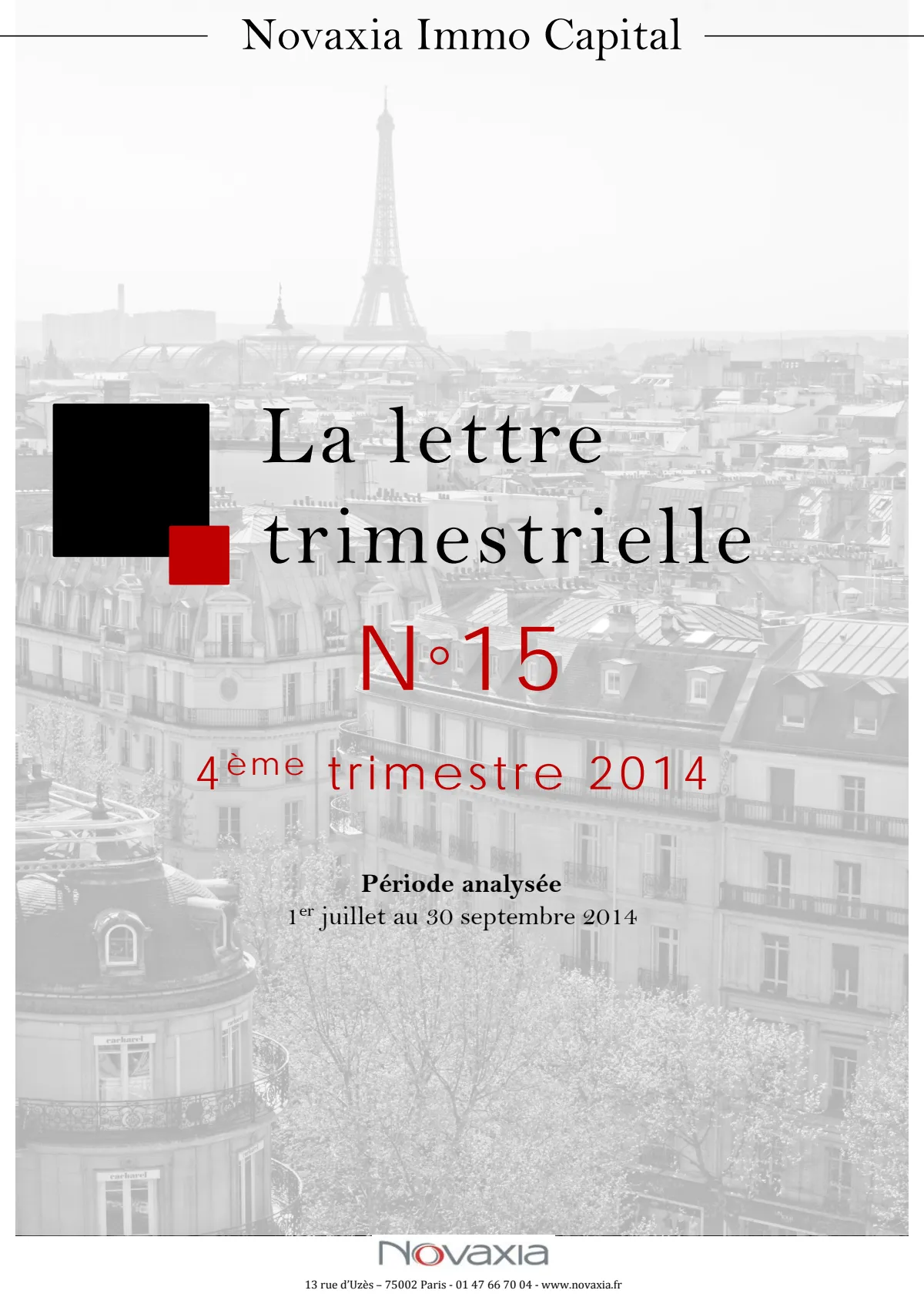 La Lettre Trimestrielle n°15 - Septembre 2014