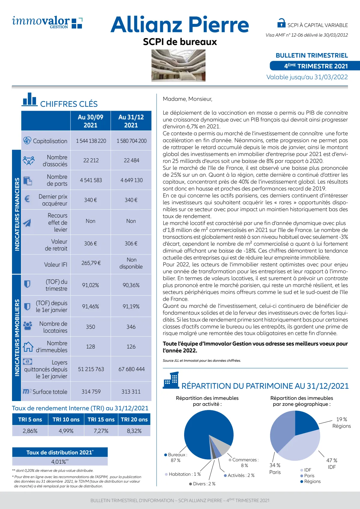 Bulletin trimestriel - 4ème trimestre 2021