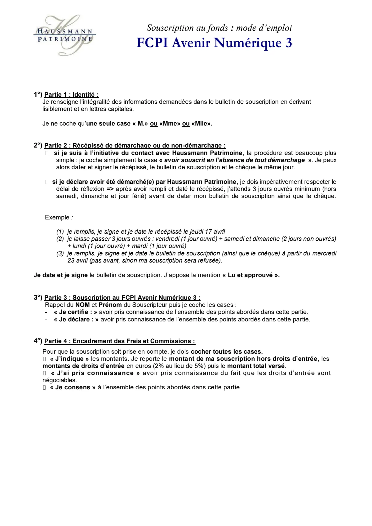 Bulletin de souscription (BS) pré-rempli