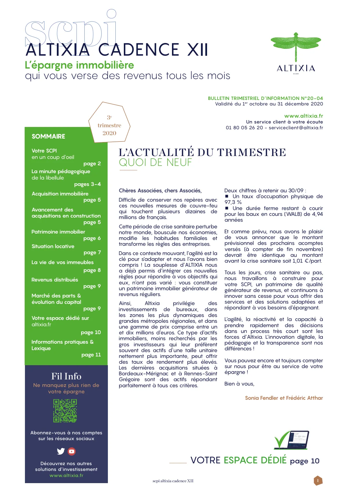 Bulletin trimestriel - 3ème trimestre 2020