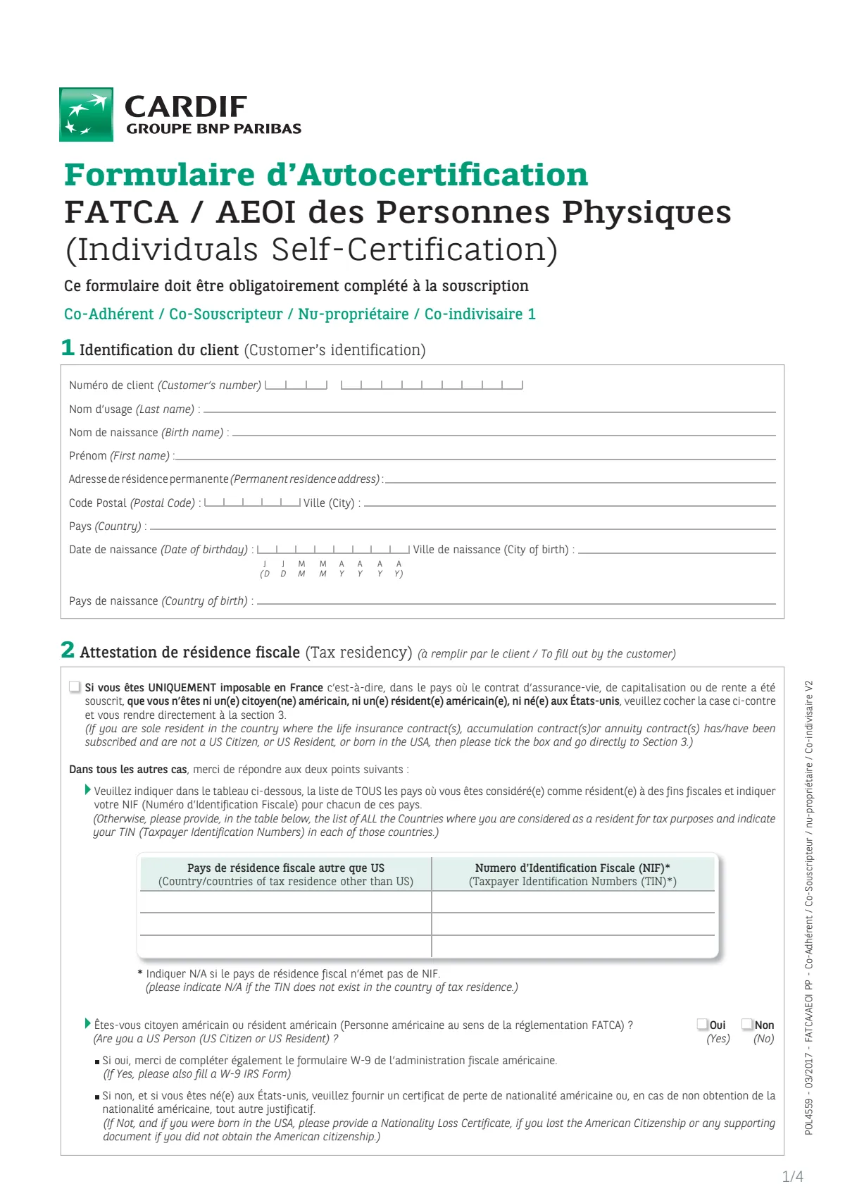 Formulaire FATCA