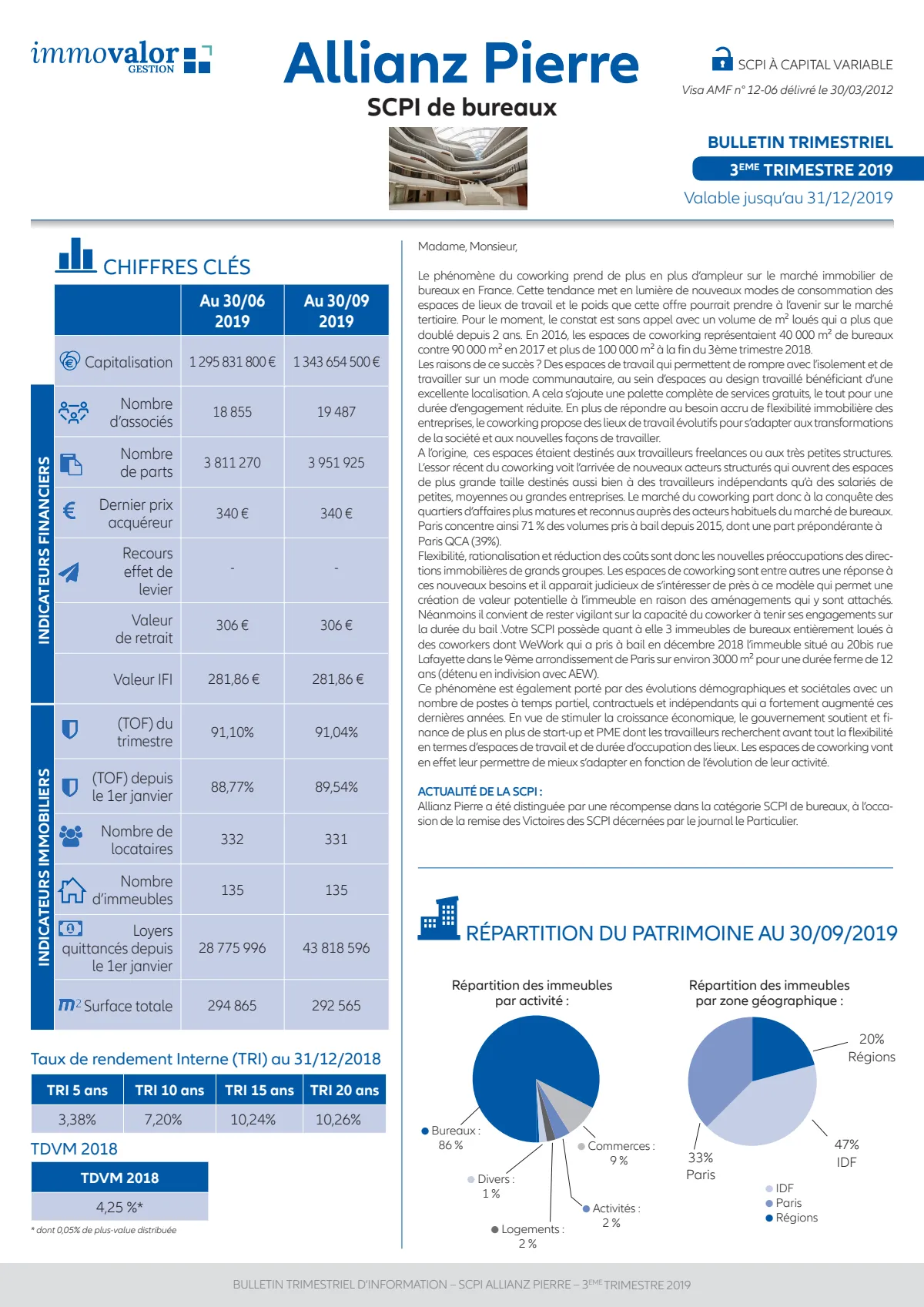 Bulletin trimestriel - 3ème trimestre 2019