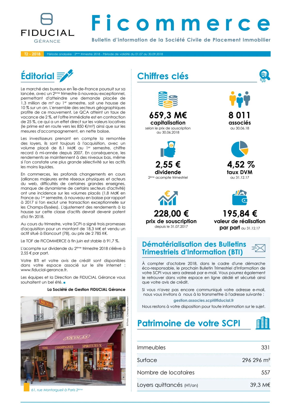 Bulletin trimestriel - 2ème trimestre 2018