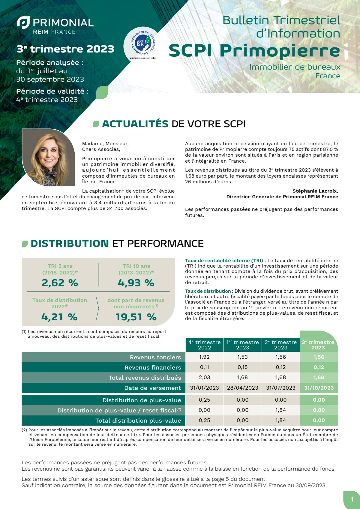 Bulletin trimestriel - 3ème trimestre 2023