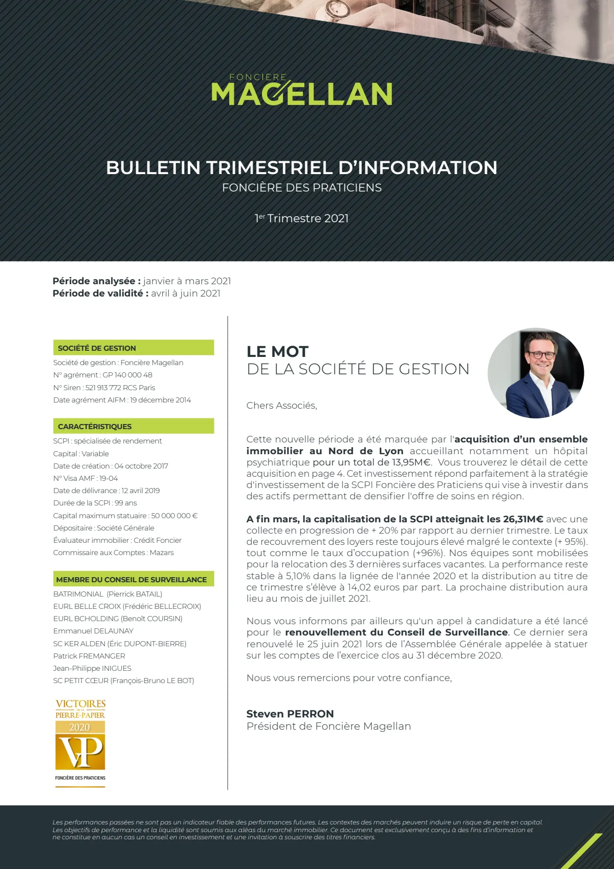 Bulletin trimestriel - 1er trimestre 2021