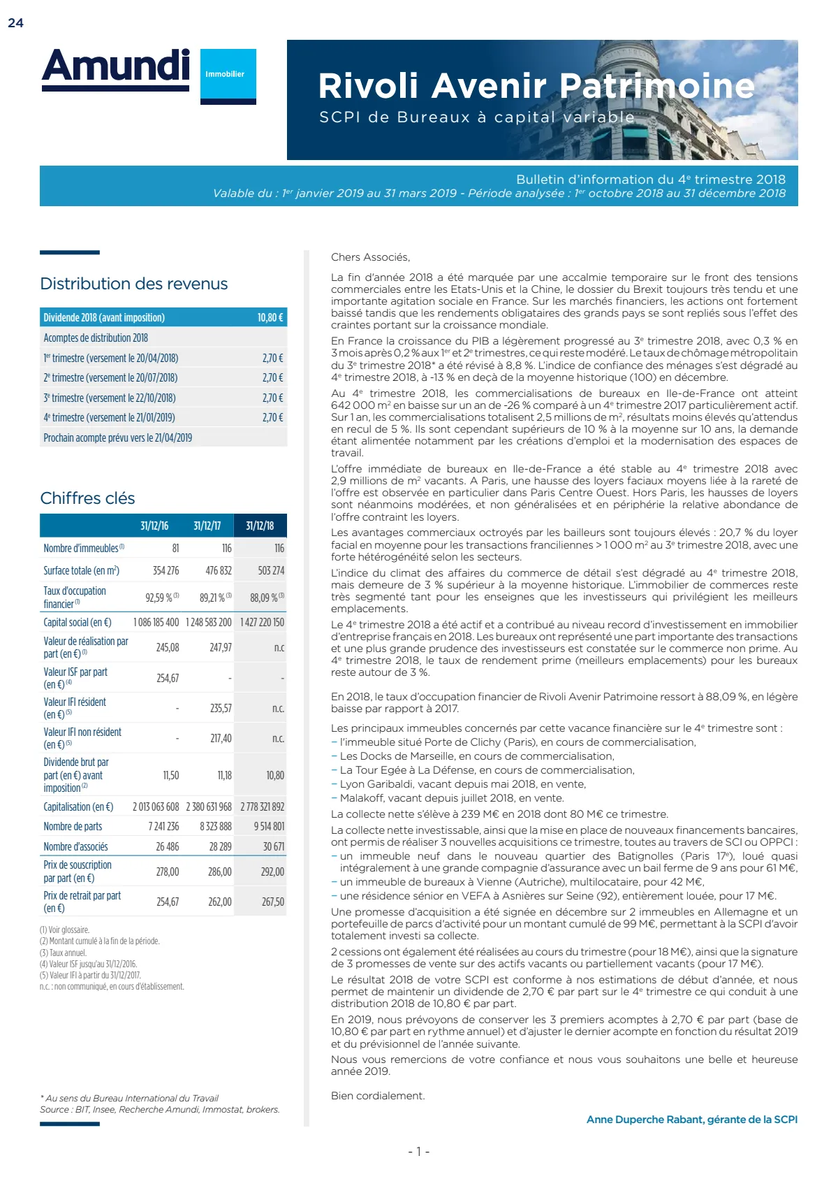 Bulletin trimestriel - 4ème trimestre 2018