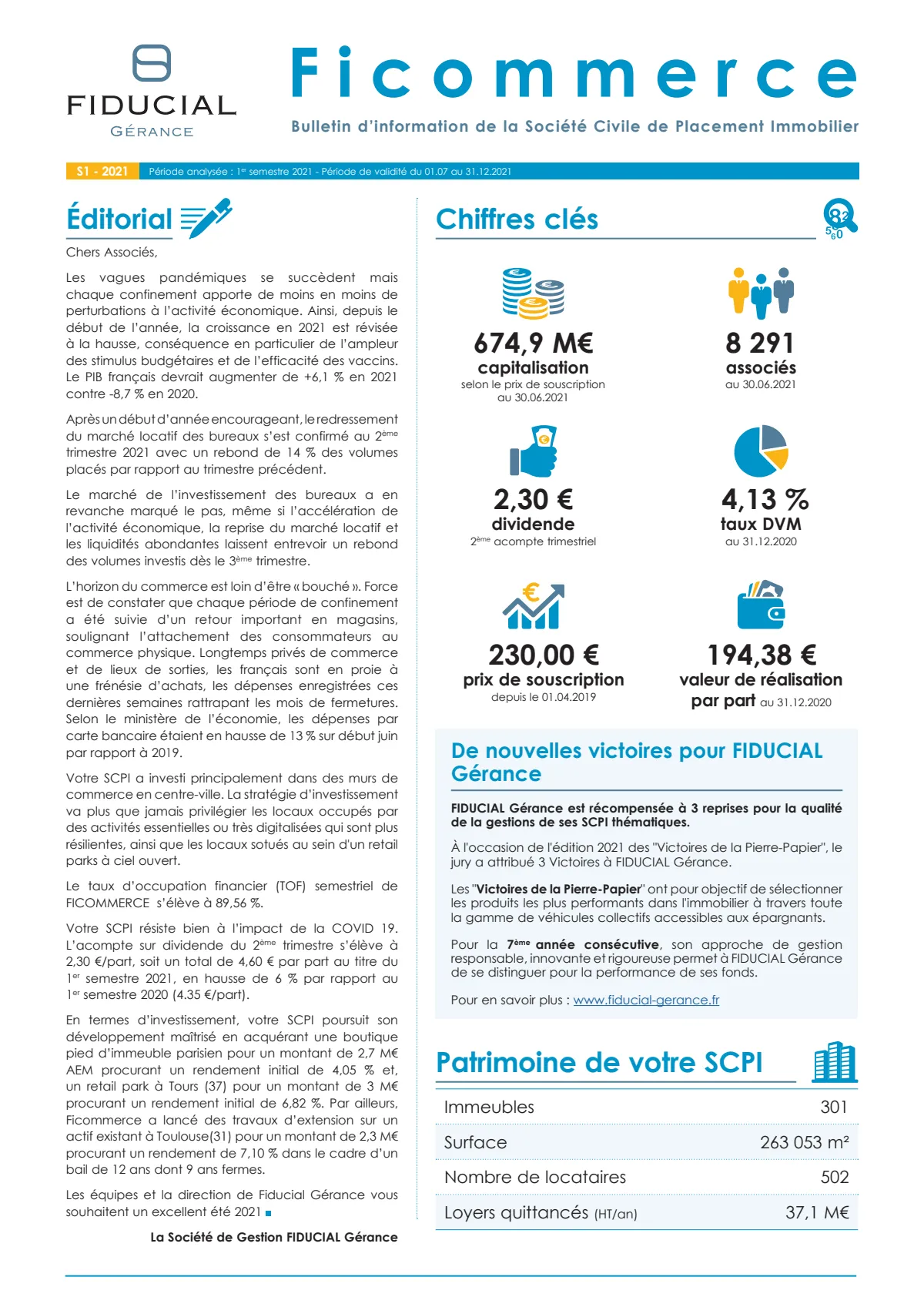 Bulletin semestriel - 1er semestre 2021