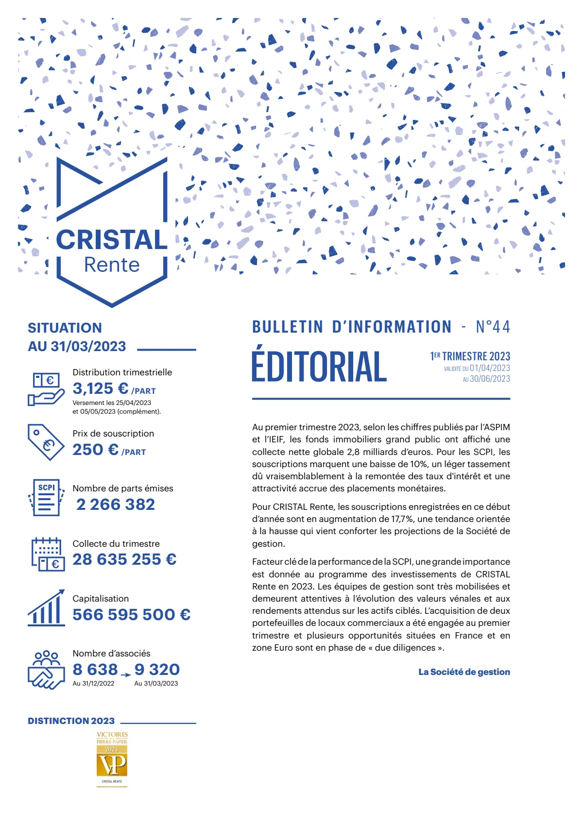 Bulletin trimestriel - 1er trimestre 2023