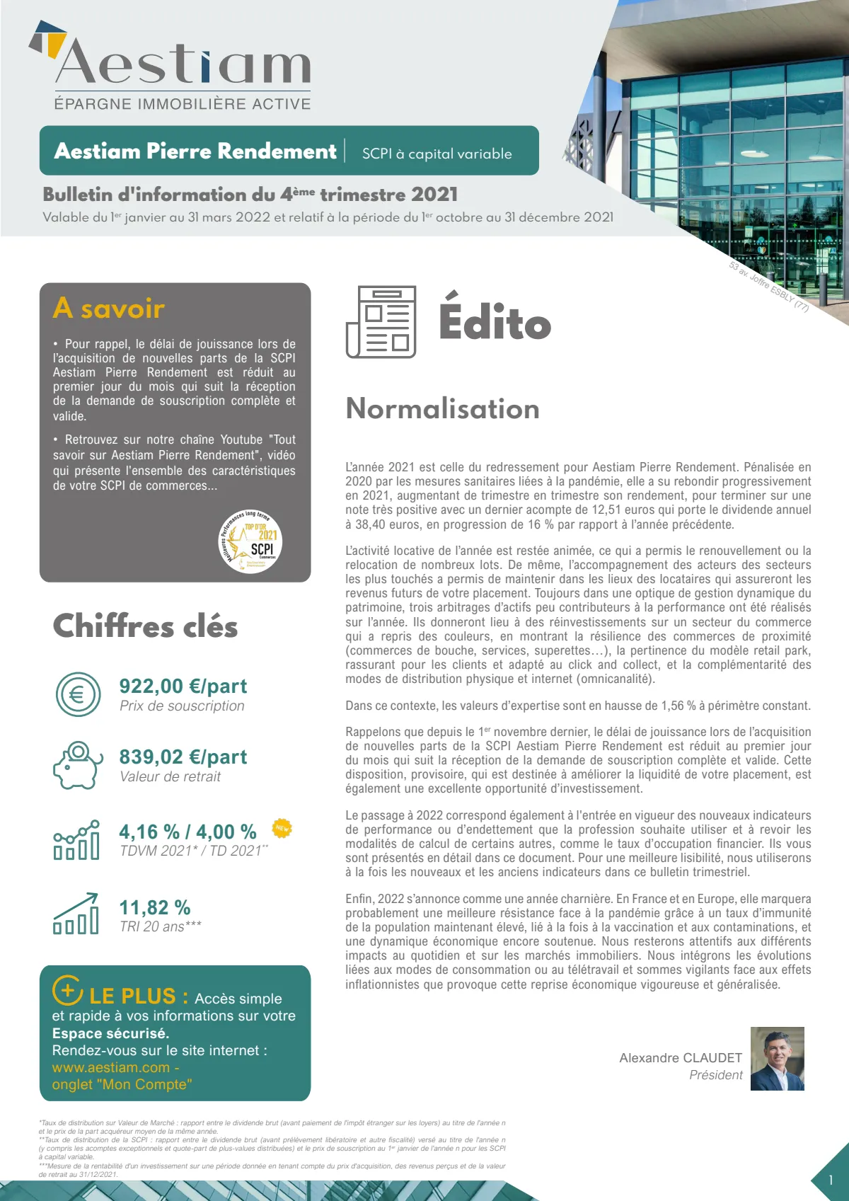 Bulletin trimestriel - 4ème trimestre 2021