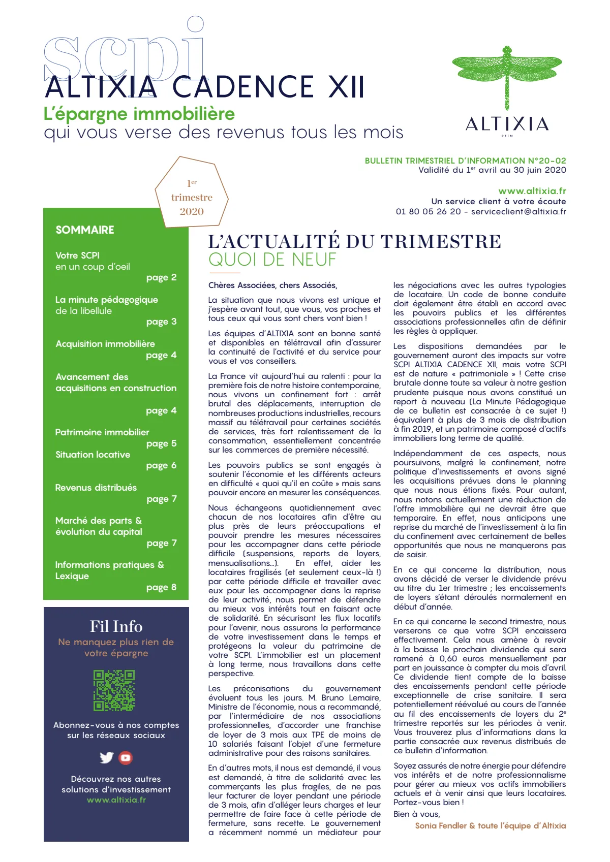 Bulletin trimestriel - 1er trimestre 2020