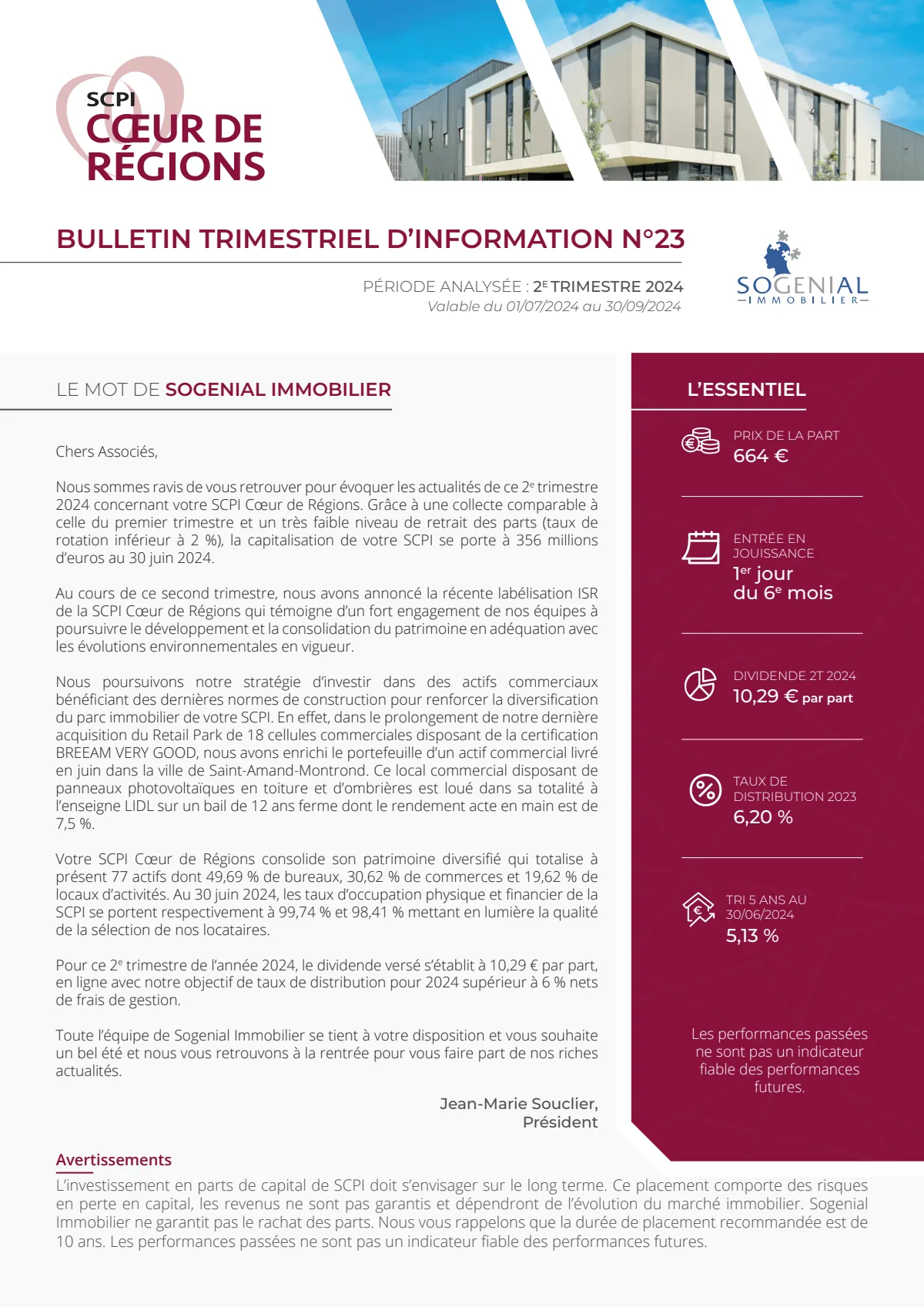 Bulletin trimestriel - 2ème trimestre 2024