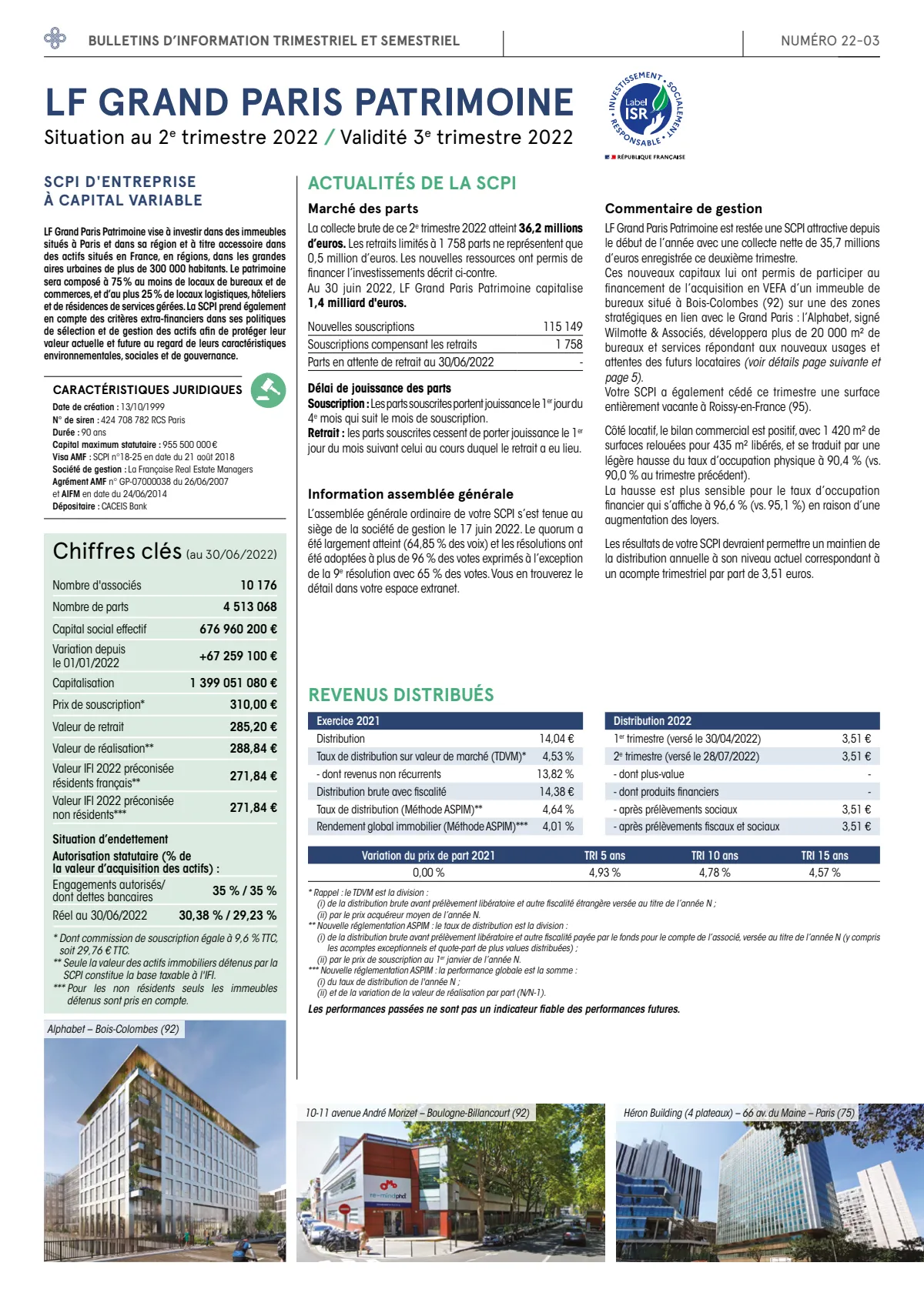 Bulletin trimestriel - 2ème trimestre 2022