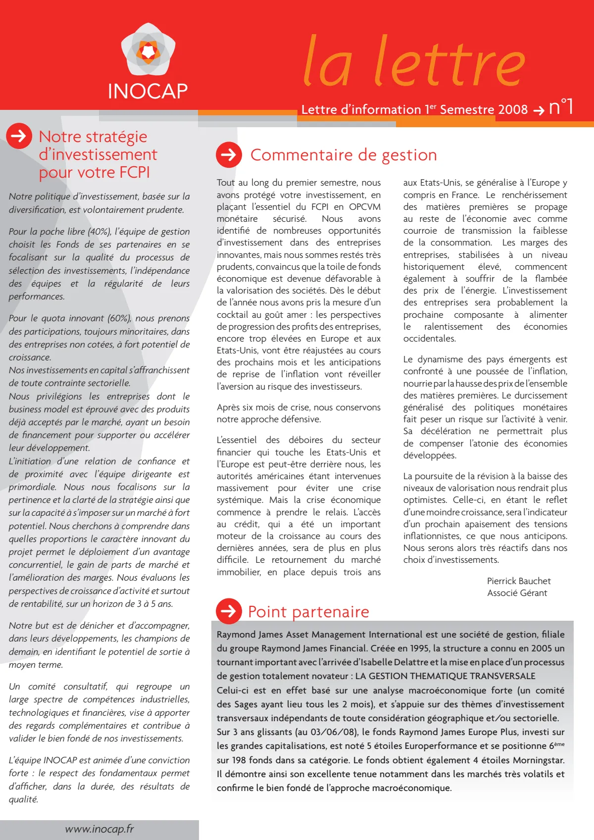 La lettre d'information n°1 - 1er semestre 2008