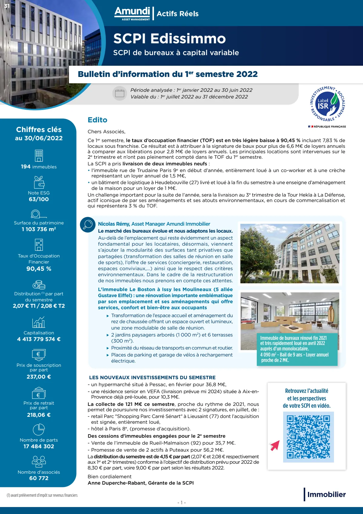 Bulletin trimestriel - 2ème trimestre 2022