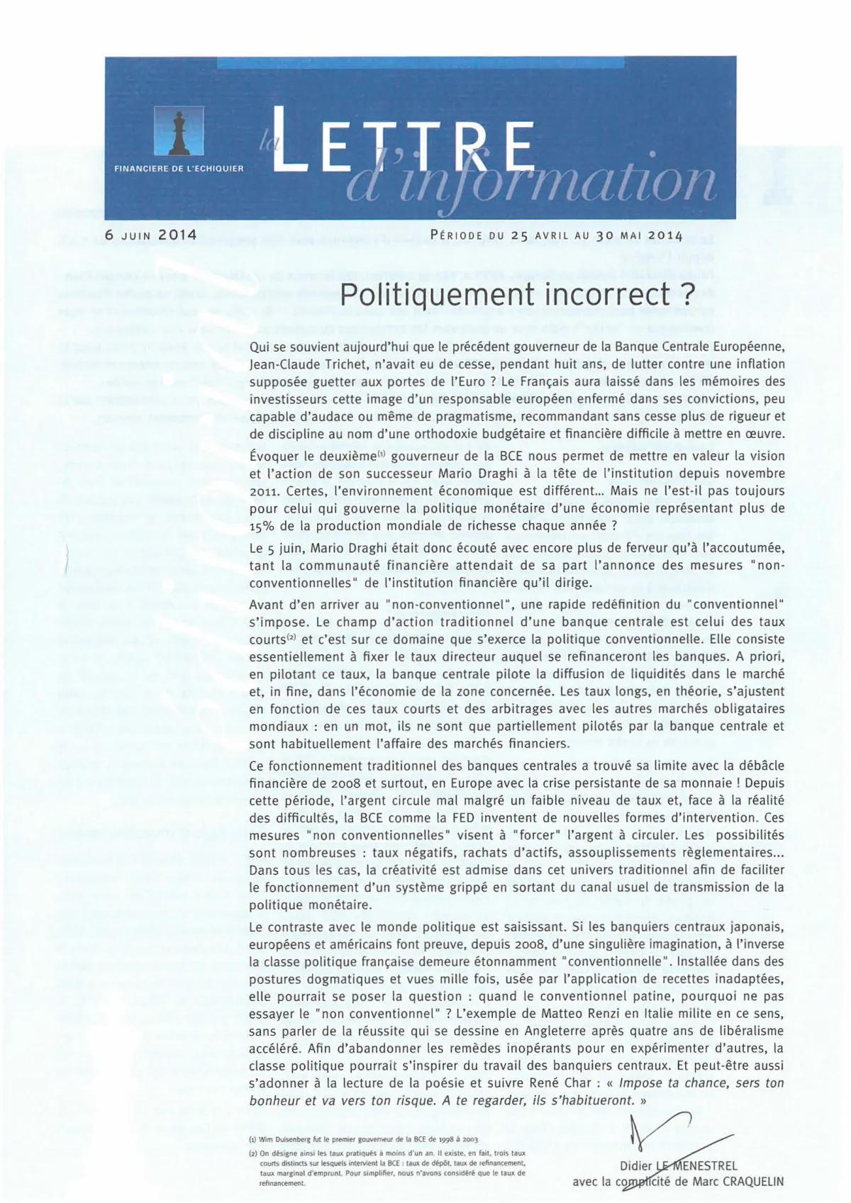 Lettre d'information