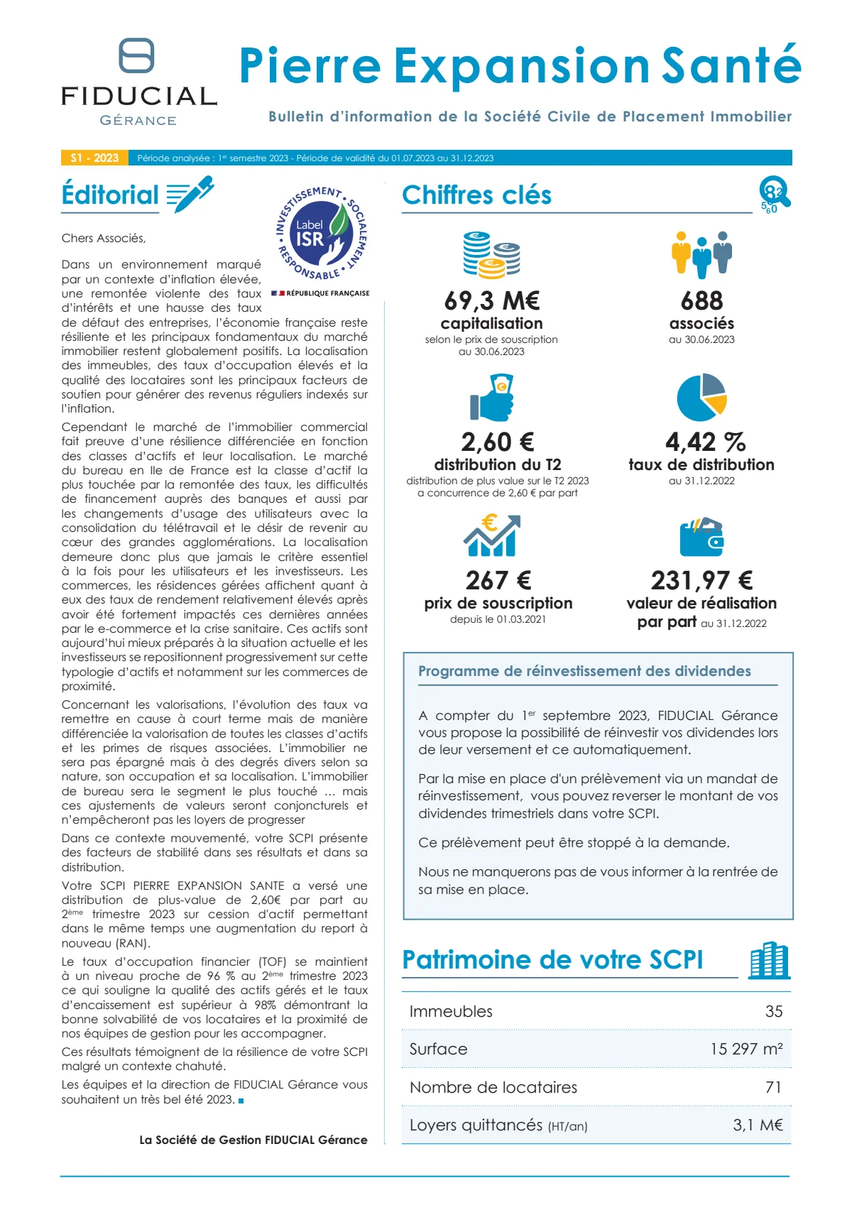 Rapport semestriel - 1er semestre 2023